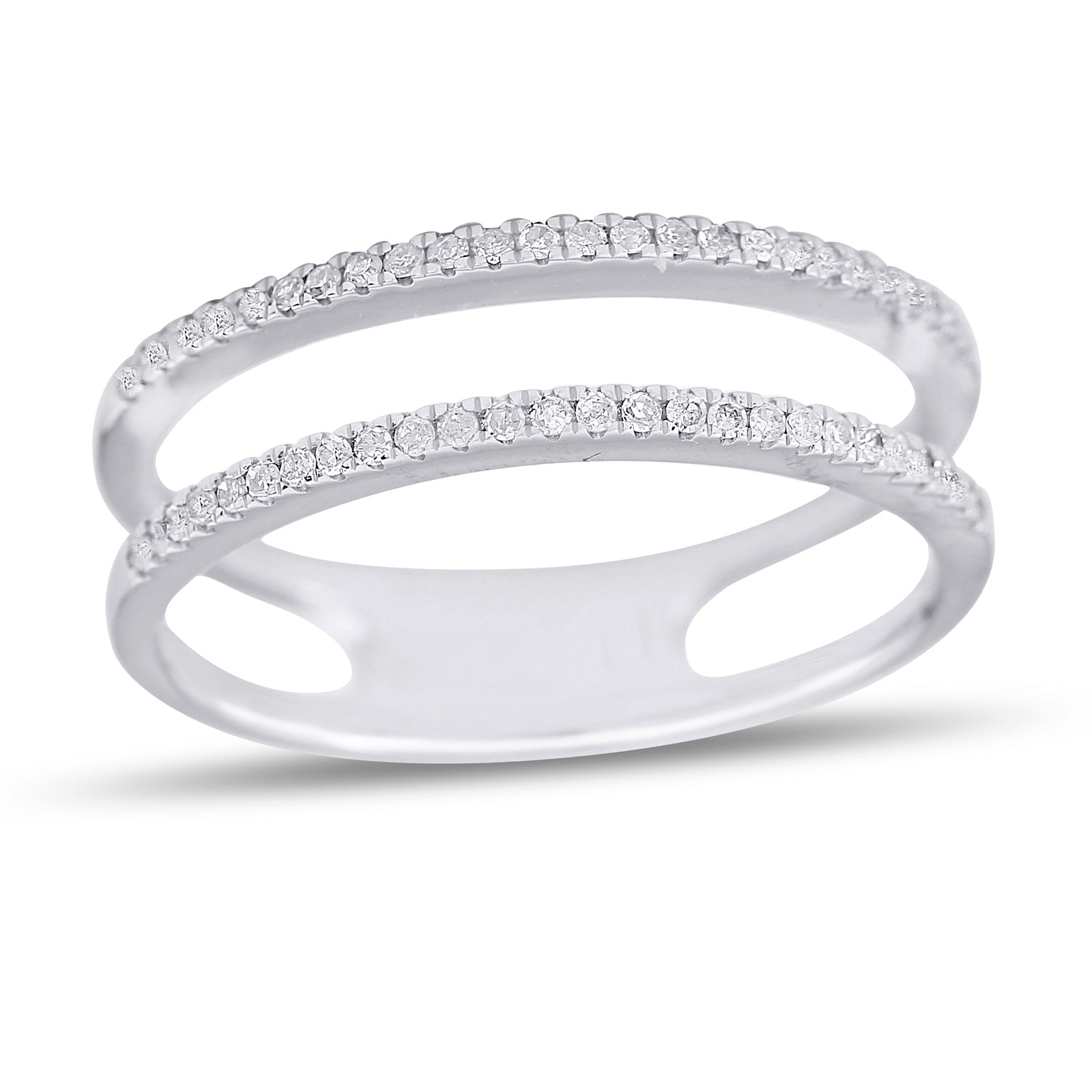 Belantina 1/6 Carat Diamond Double Row Band Ring for Women in 14k Gold