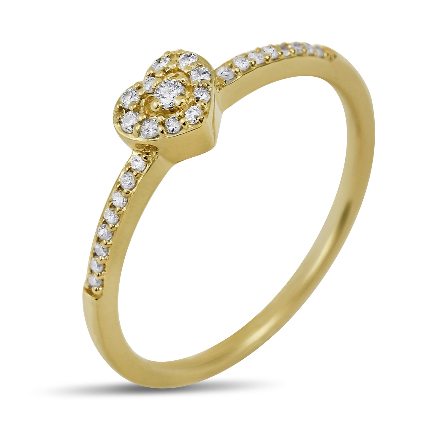 1/8 Carat Natural Diamond Halo Heart Ring for Women in 14k White and Yellow Gold By Belantina