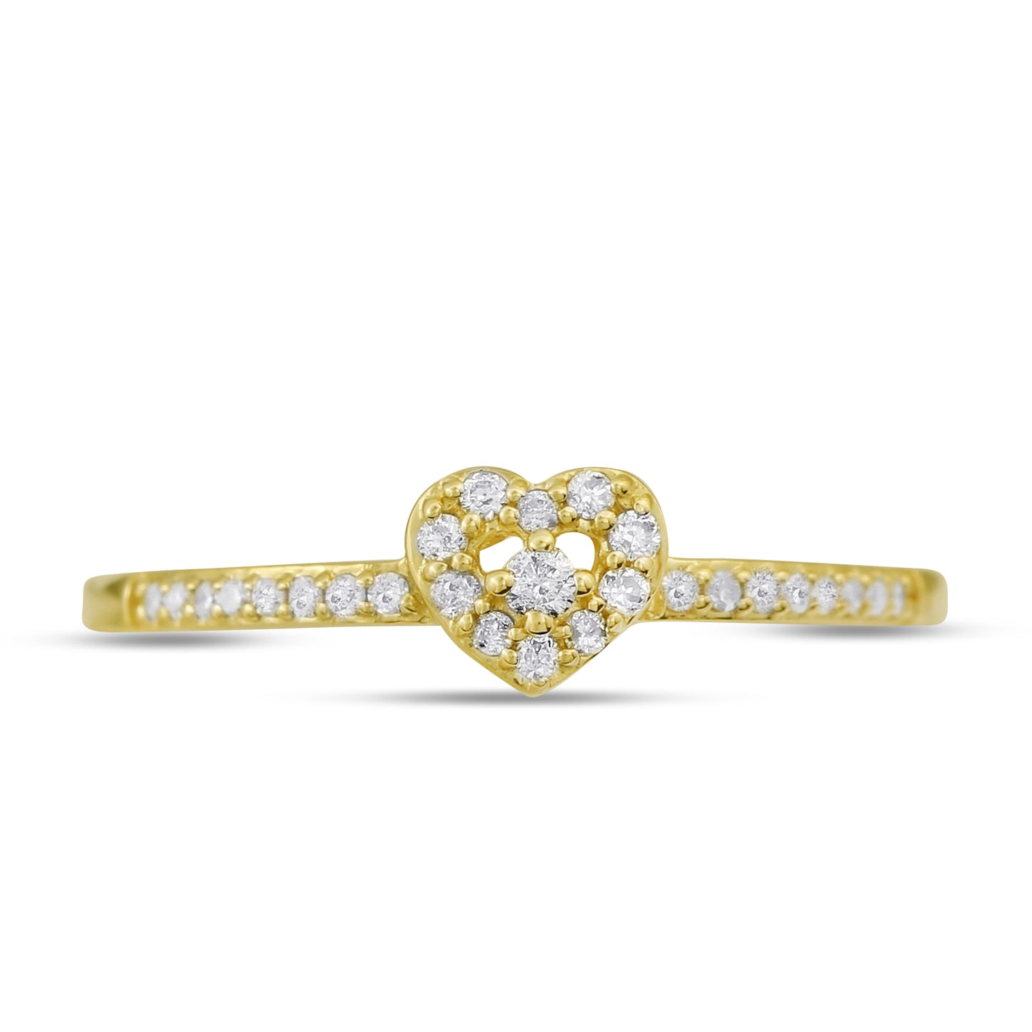 1/8 Carat Natural Diamond Halo Heart Ring for Women in 14k White and Yellow Gold By Belantina
