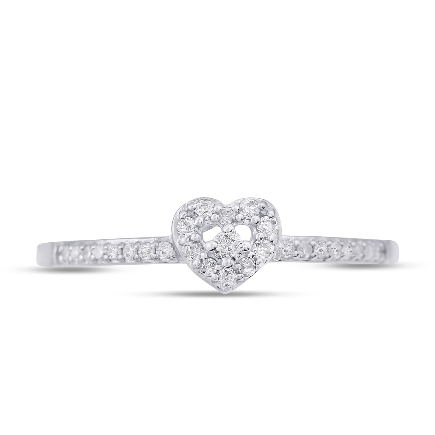 1/8 Carat Natural Diamond Halo Heart Ring for Women in 14k White and Yellow Gold By Belantina