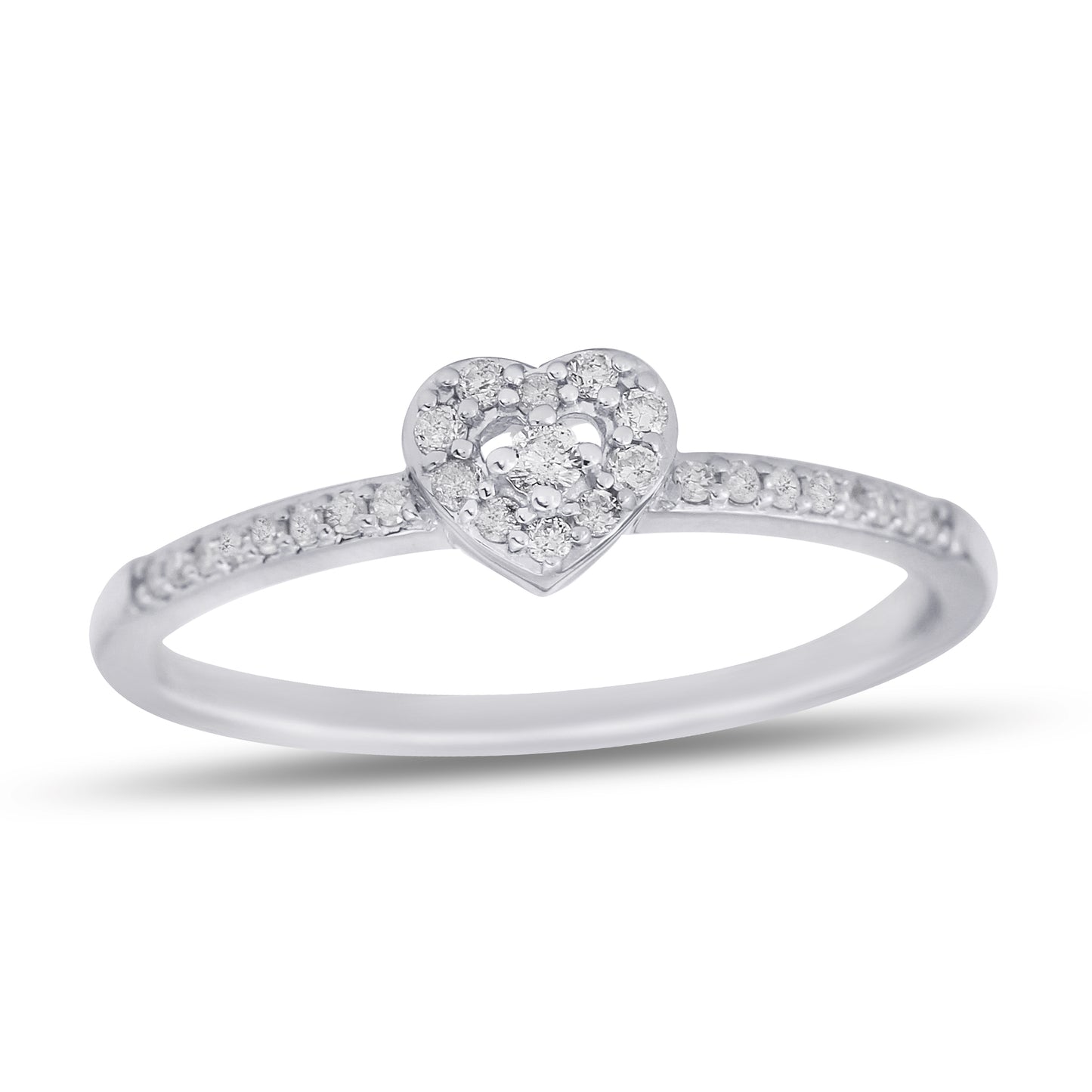 1/8 Carat Natural Diamond Halo Heart Ring for Women in 14k White and Yellow Gold By Belantina