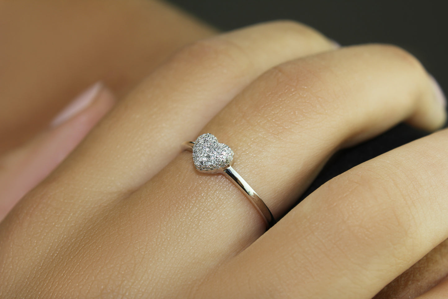 Belantina 1/10 Carat Natural Diamond Heart Ring for Women in 14k Gold