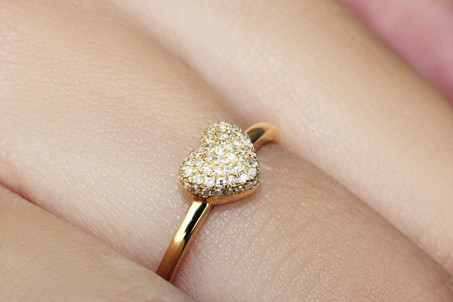 Belantina 1/10 Carat Natural Diamond Heart Ring for Women in 14k Gold