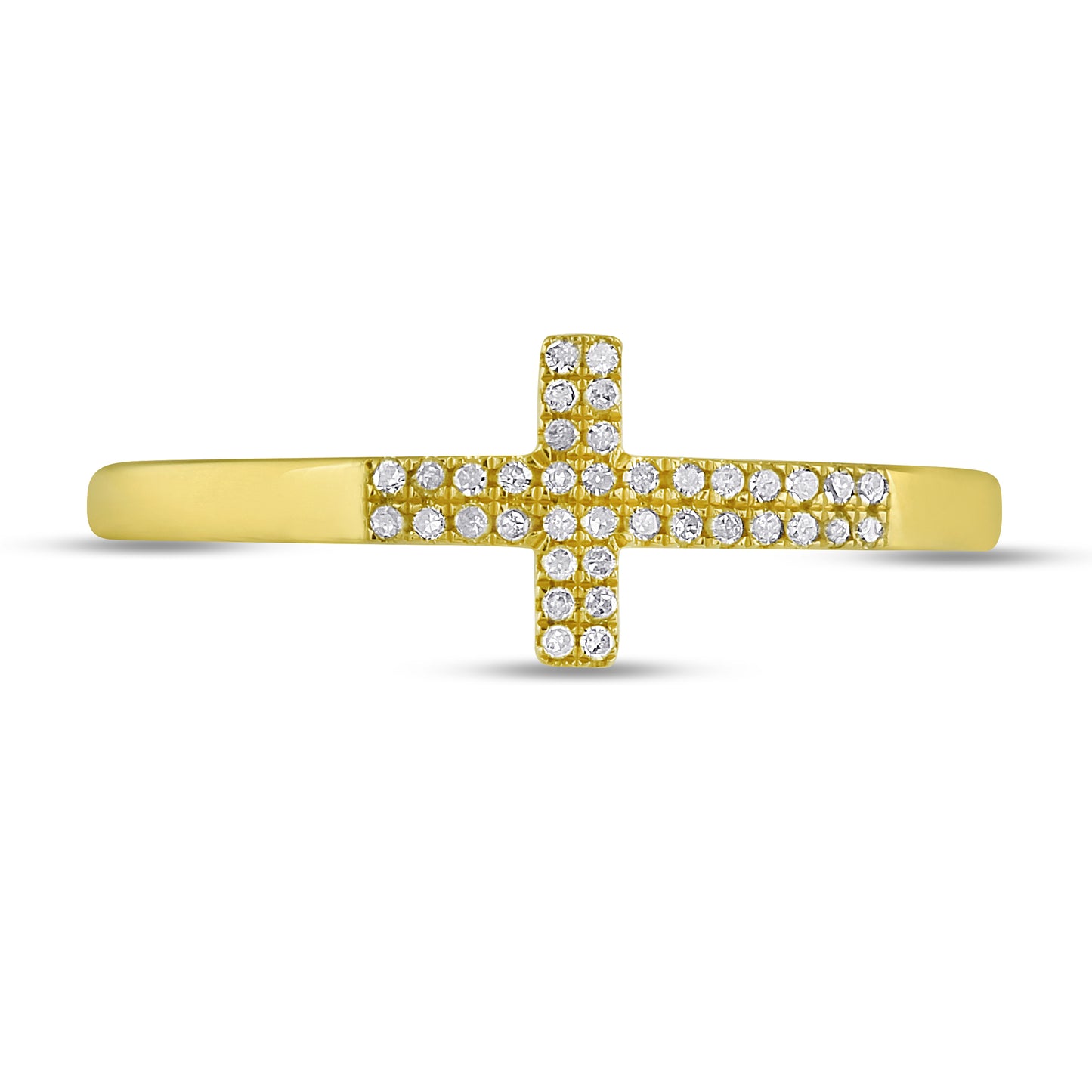 Belantina Diamond Cross Ring In 14k White or Yellow Gold