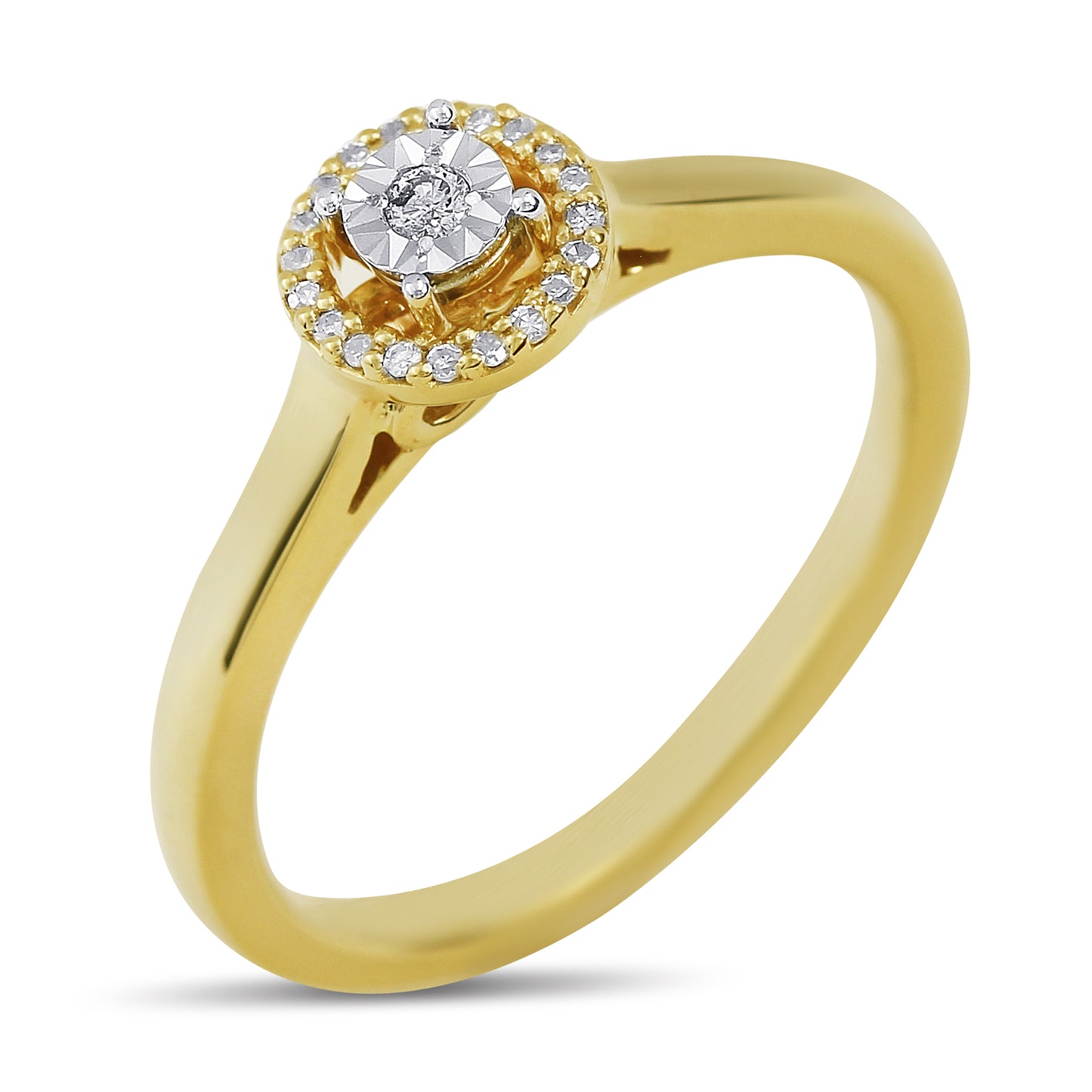 1/15 Carat Diamond Halo Promise Ring for Women in 14k White and Yellow Gold (H-I, I1-I2, cttw) Size 5 to 10 by Belantina