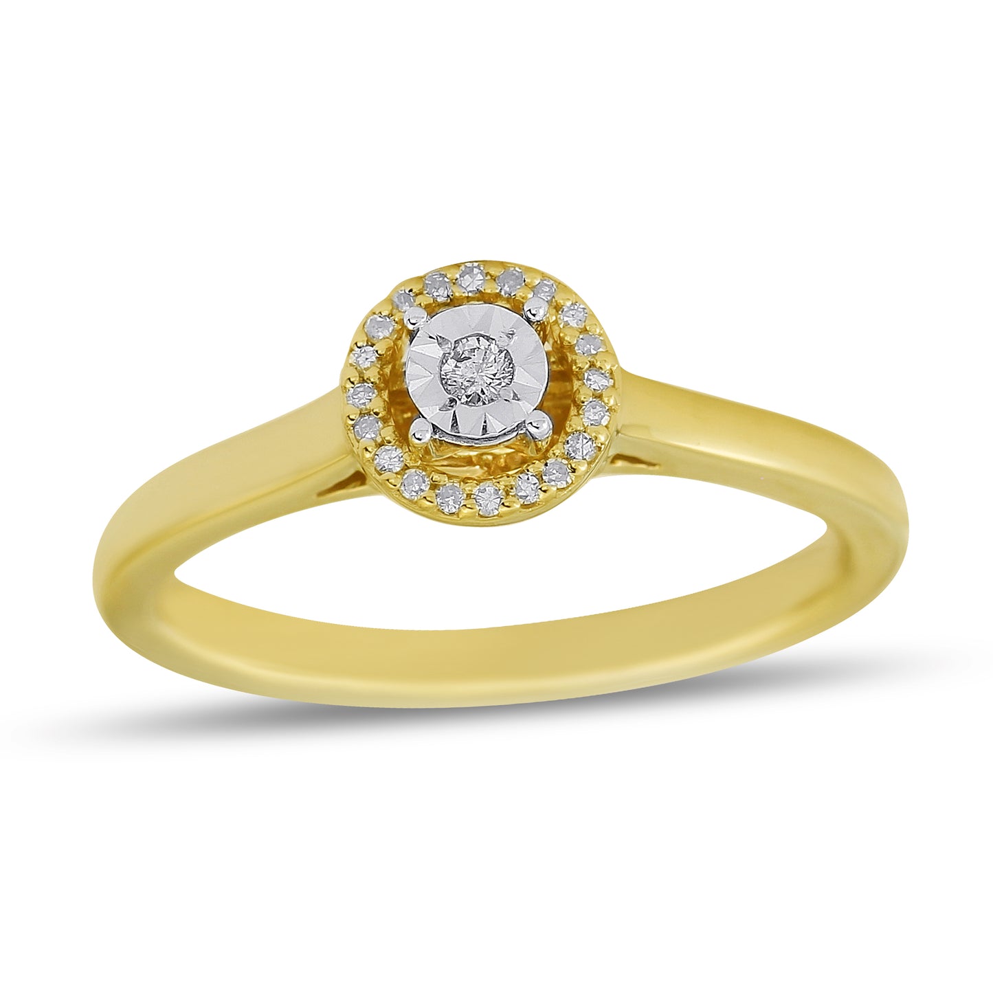 1/15 Carat Diamond Halo Promise Ring for Women in 14k White and Yellow Gold (H-I, I1-I2, cttw) Size 5 to 10 by Belantina