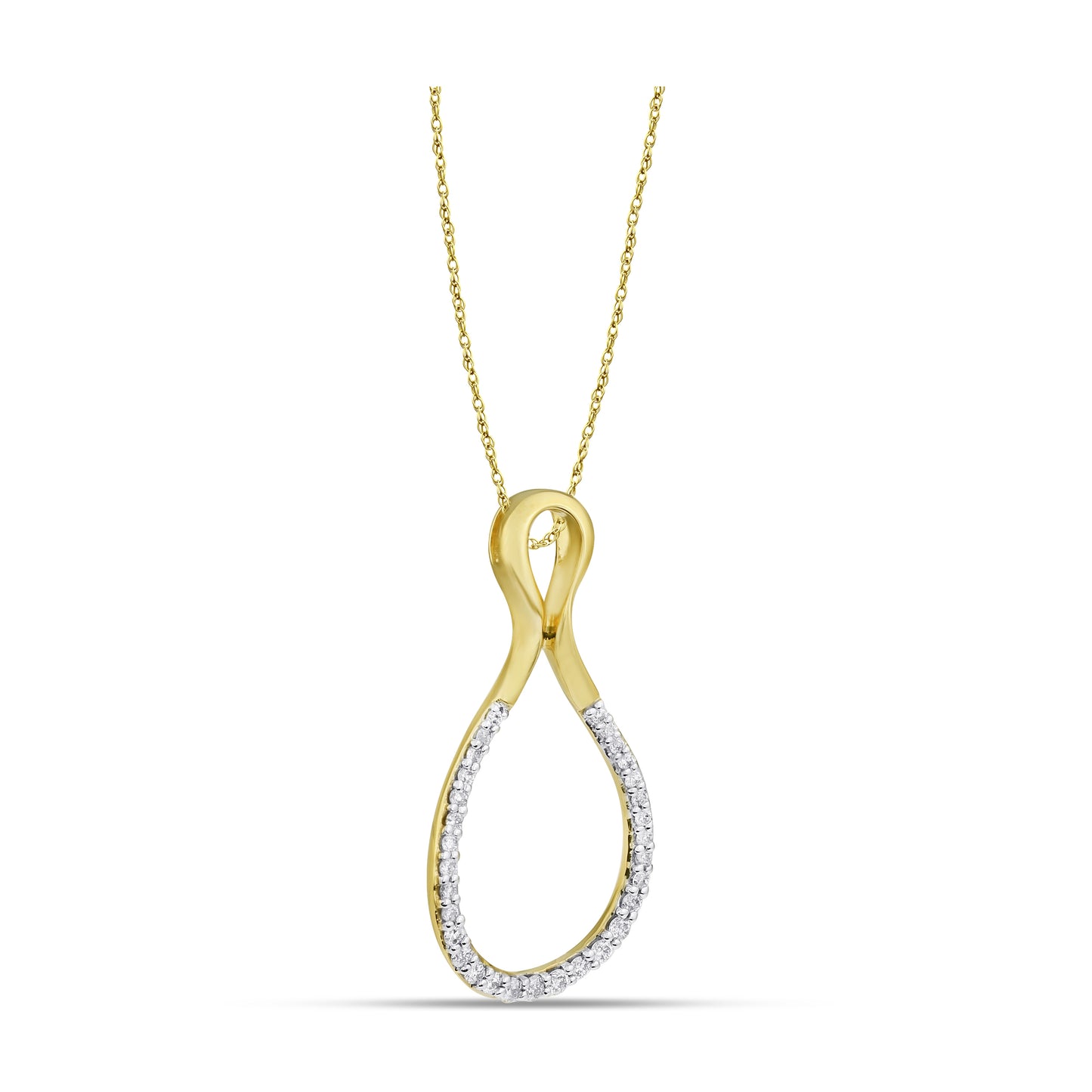 Belantina 1/4 Carat Diamond Infinity Pendant Necklace for Women in 14k White and Yellow Gold on 18 Inch Chain (H-I, I1-I2, cttw) Spring Ring