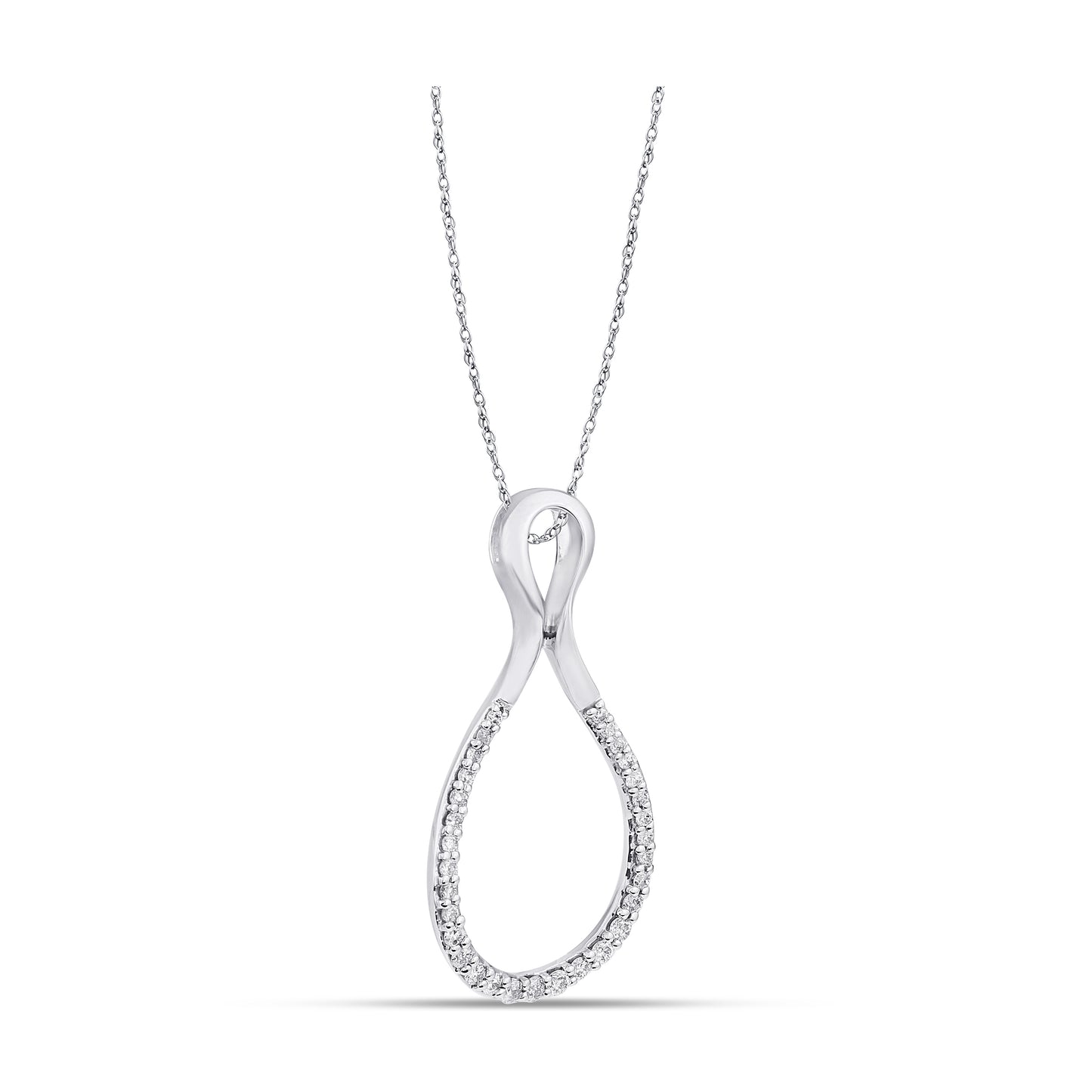 Belantina 1/4 Carat Diamond Infinity Pendant Necklace for Women in 14k White and Yellow Gold on 18 Inch Chain (H-I, I1-I2, cttw) Spring Ring