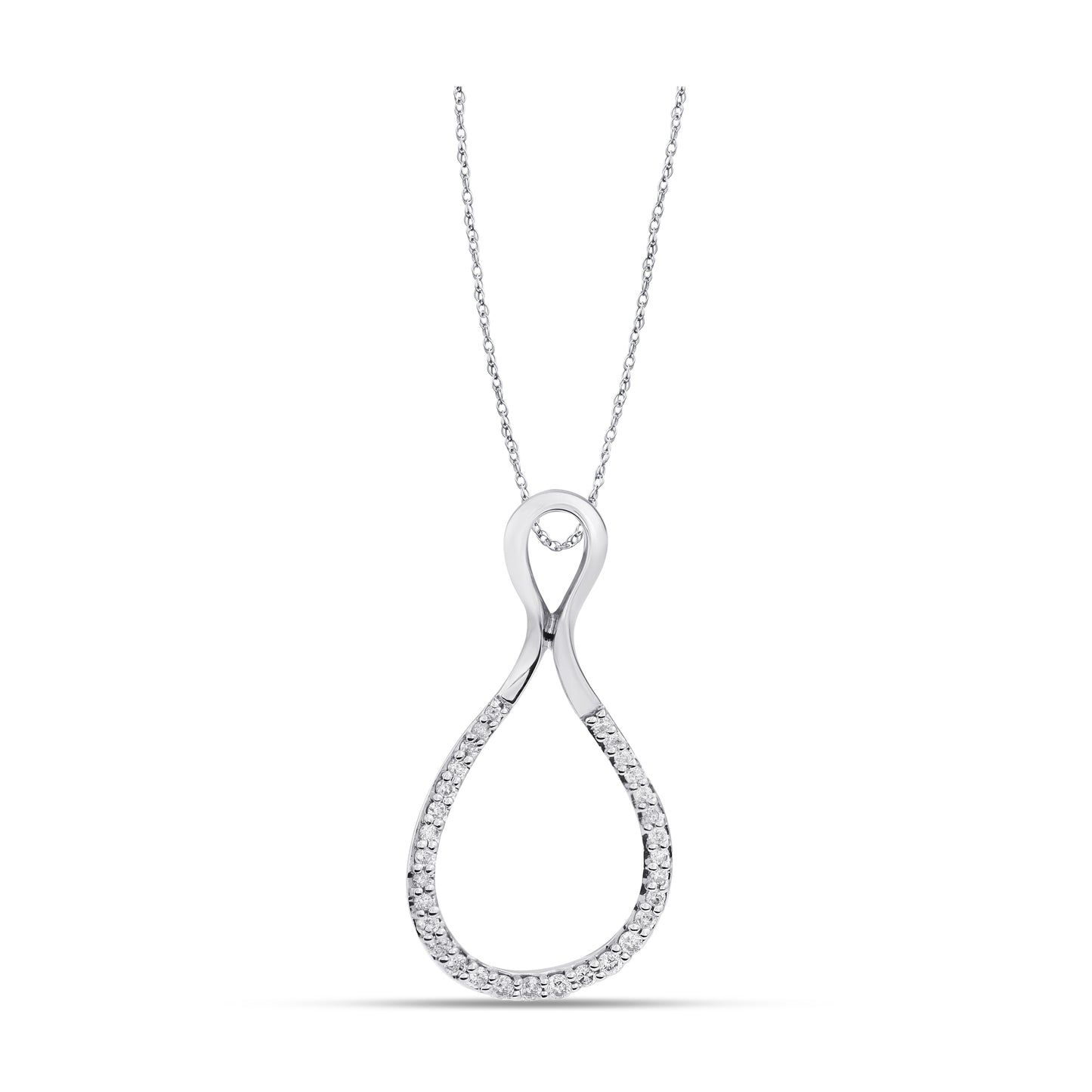 Belantina 1/4 Carat Diamond Infinity Pendant Necklace for Women in 14k White and Yellow Gold on 18 Inch Chain (H-I, I1-I2, cttw) Spring Ring