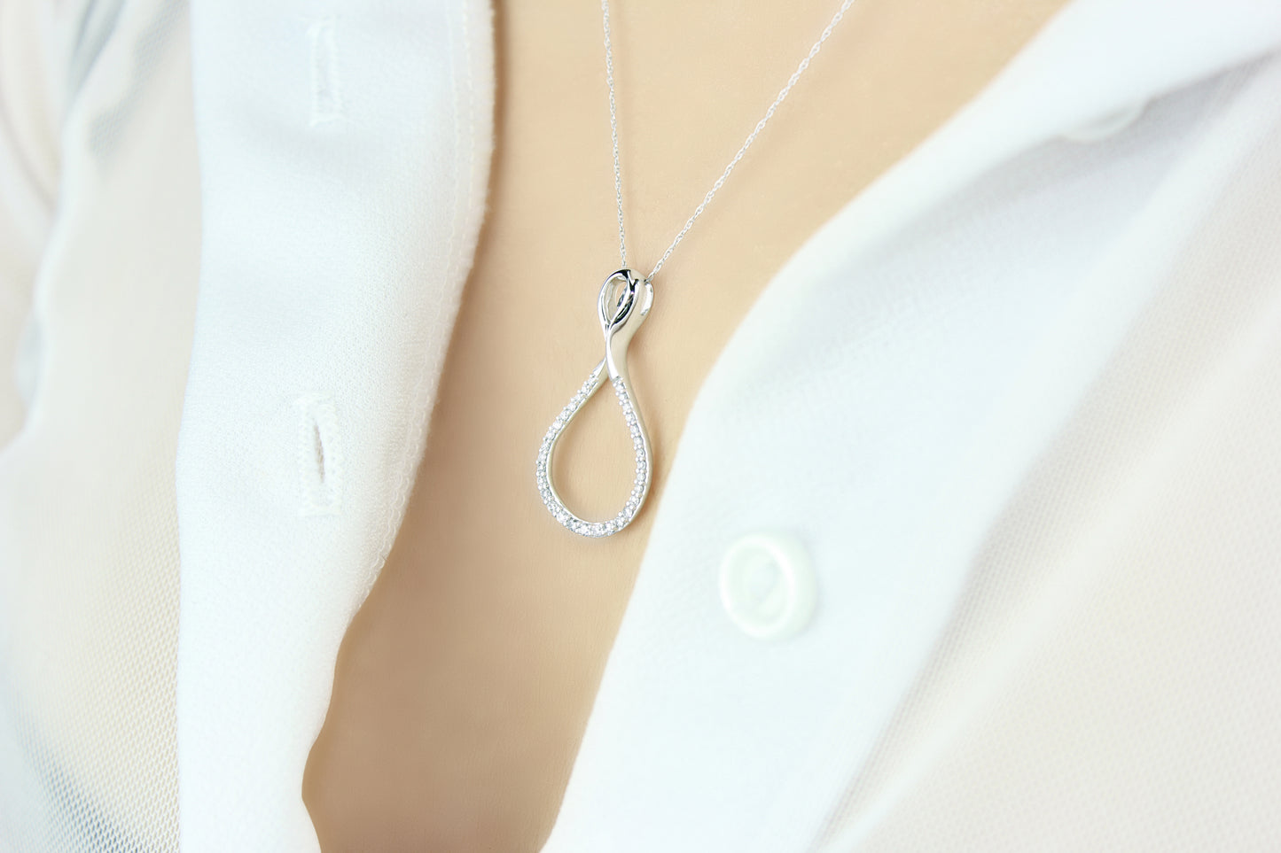 Belantina 1/4 Carat Diamond Infinity Pendant Necklace for Women in 14k White and Yellow Gold on 18 Inch Chain (H-I, I1-I2, cttw) Spring Ring