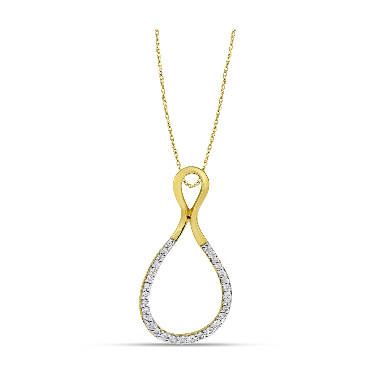 Belantina 1/4 Carat Diamond Infinity Pendant Necklace for Women in 14k White and Yellow Gold on 18 Inch Chain (H-I, I1-I2, cttw) Spring Ring