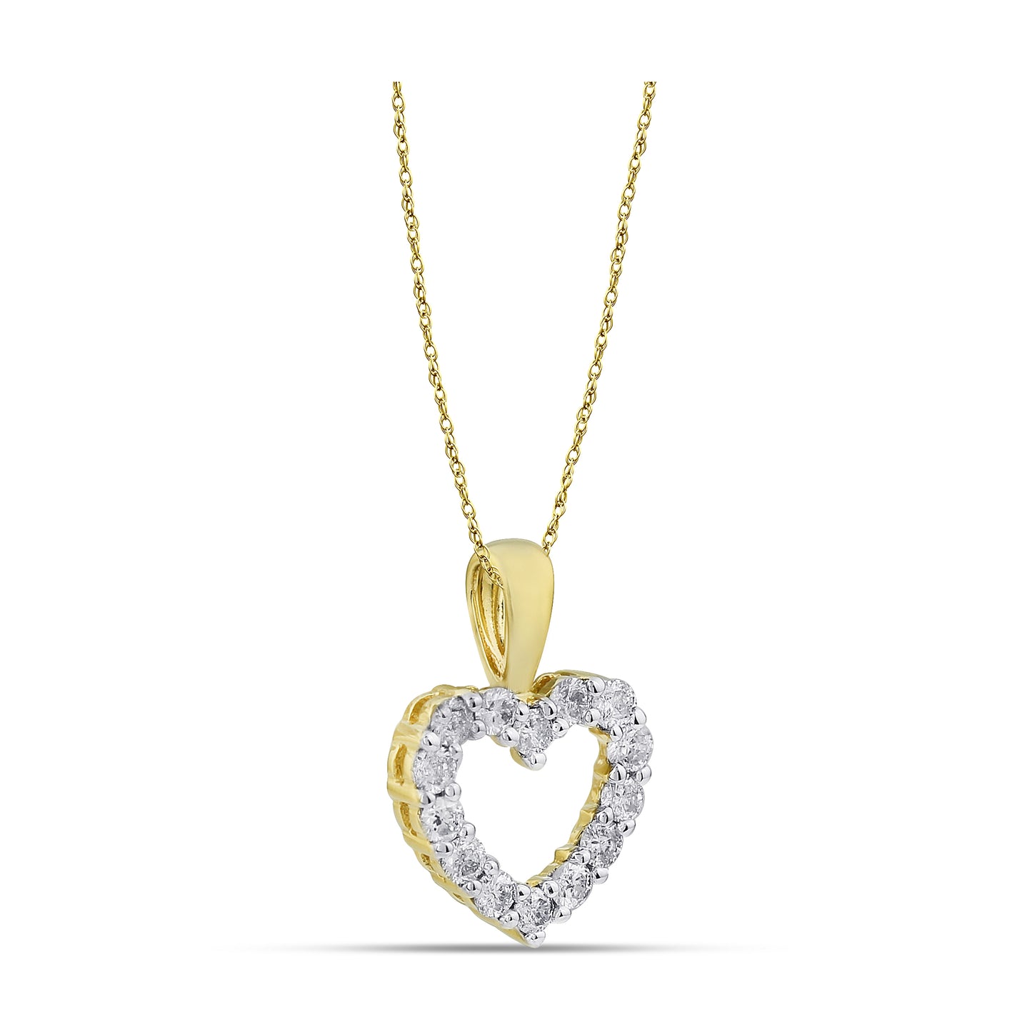 Belantina 1/4 Carat Diamond Heart Pendant Necklace for Women in 14k White and Yellow Gold on 18 Inch Chain (H-I, I1-I2, cttw) Spring Ring