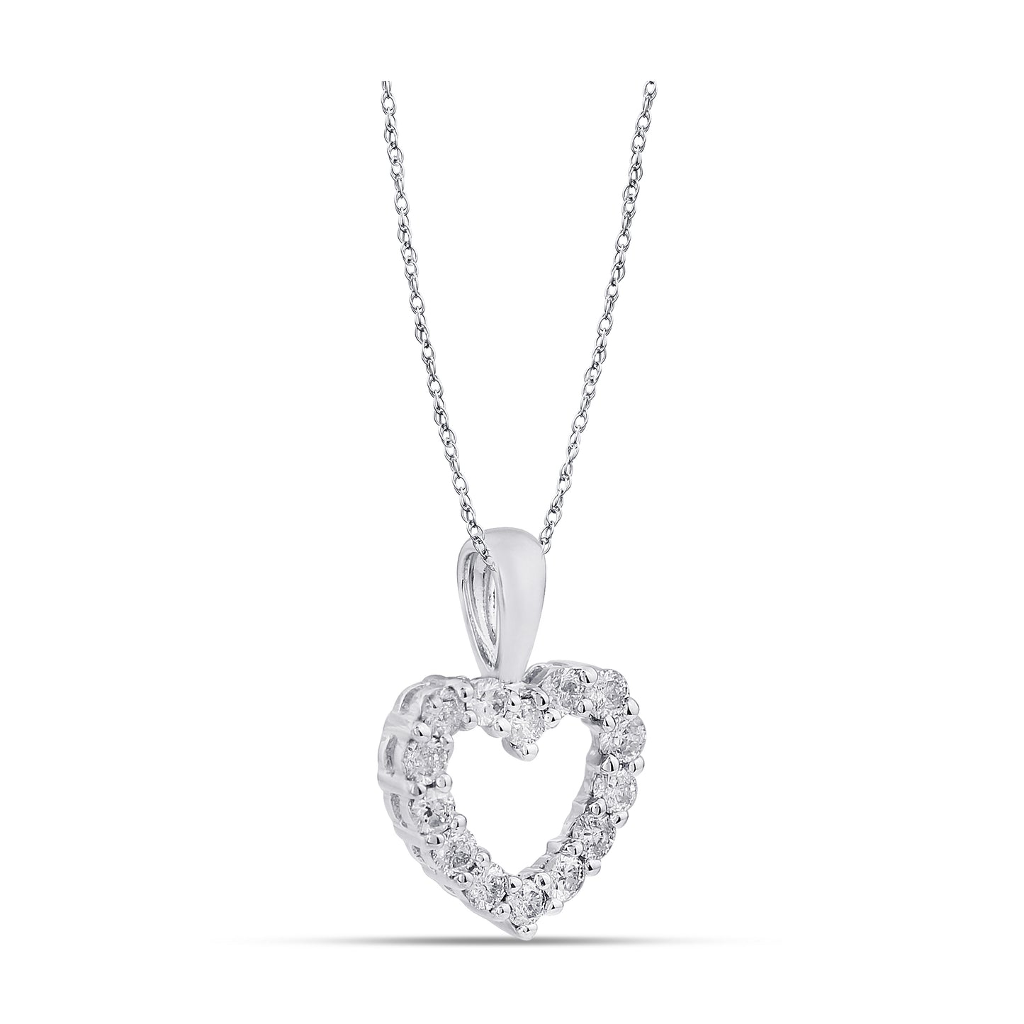 Belantina 1/4 Carat Diamond Heart Pendant Necklace for Women in 14k White and Yellow Gold on 18 Inch Chain (H-I, I1-I2, cttw) Spring Ring