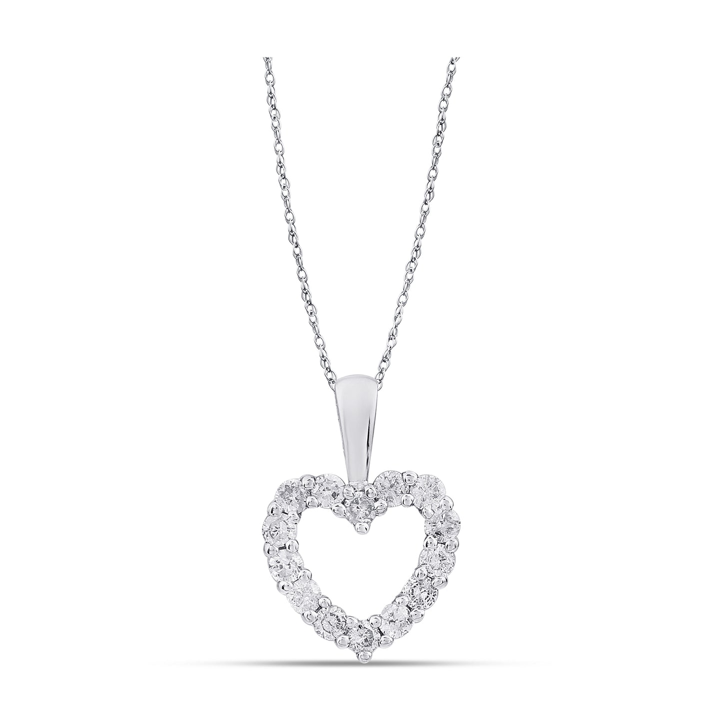 Belantina 1/4 Carat Diamond Heart Pendant Necklace for Women in 14k White and Yellow Gold on 18 Inch Chain (H-I, I1-I2, cttw) Spring Ring