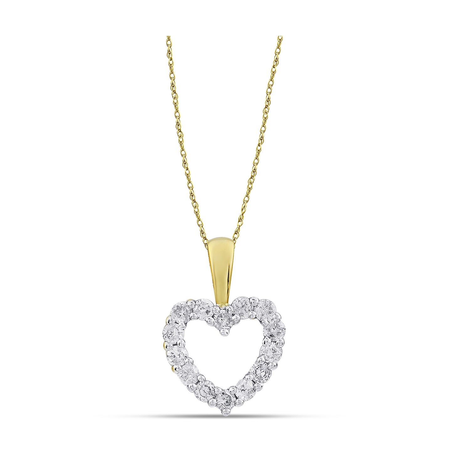 Belantina 1/4 Carat Diamond Heart Pendant Necklace for Women in 14k White and Yellow Gold on 18 Inch Chain (H-I, I1-I2, cttw) Spring Ring