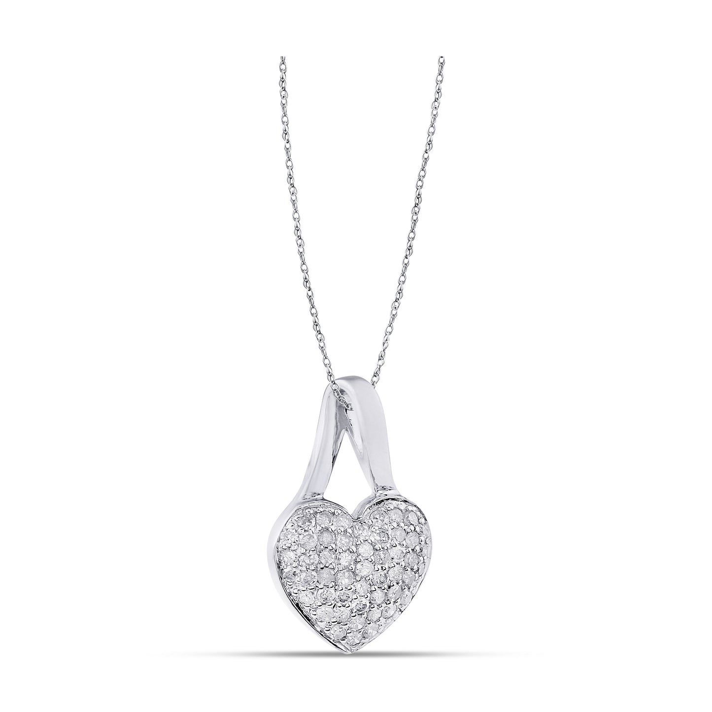 Belantina 1/5 Carat Diamond Heart Pendant Necklace for Women in 14k Gold on 18 Inch Chain (H-I, I1-I2, cttw) Spring Ring