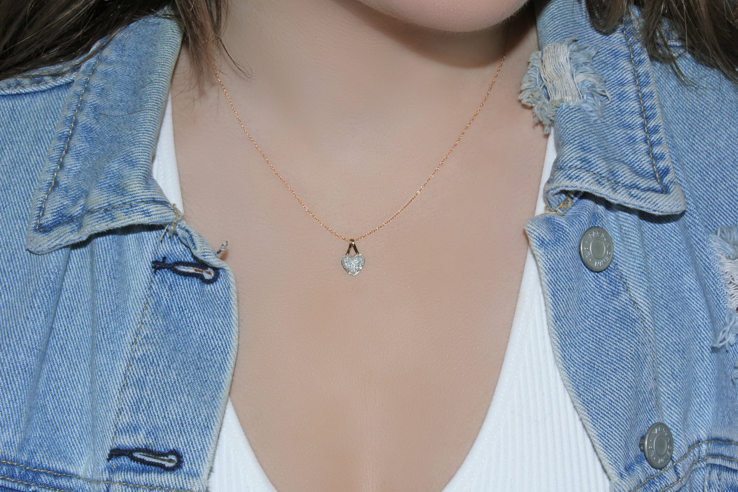 Belantina 1/5 Carat Diamond Heart Pendant Necklace for Women in 14k Gold on 18 Inch Chain (H-I, I1-I2, cttw) Spring Ring