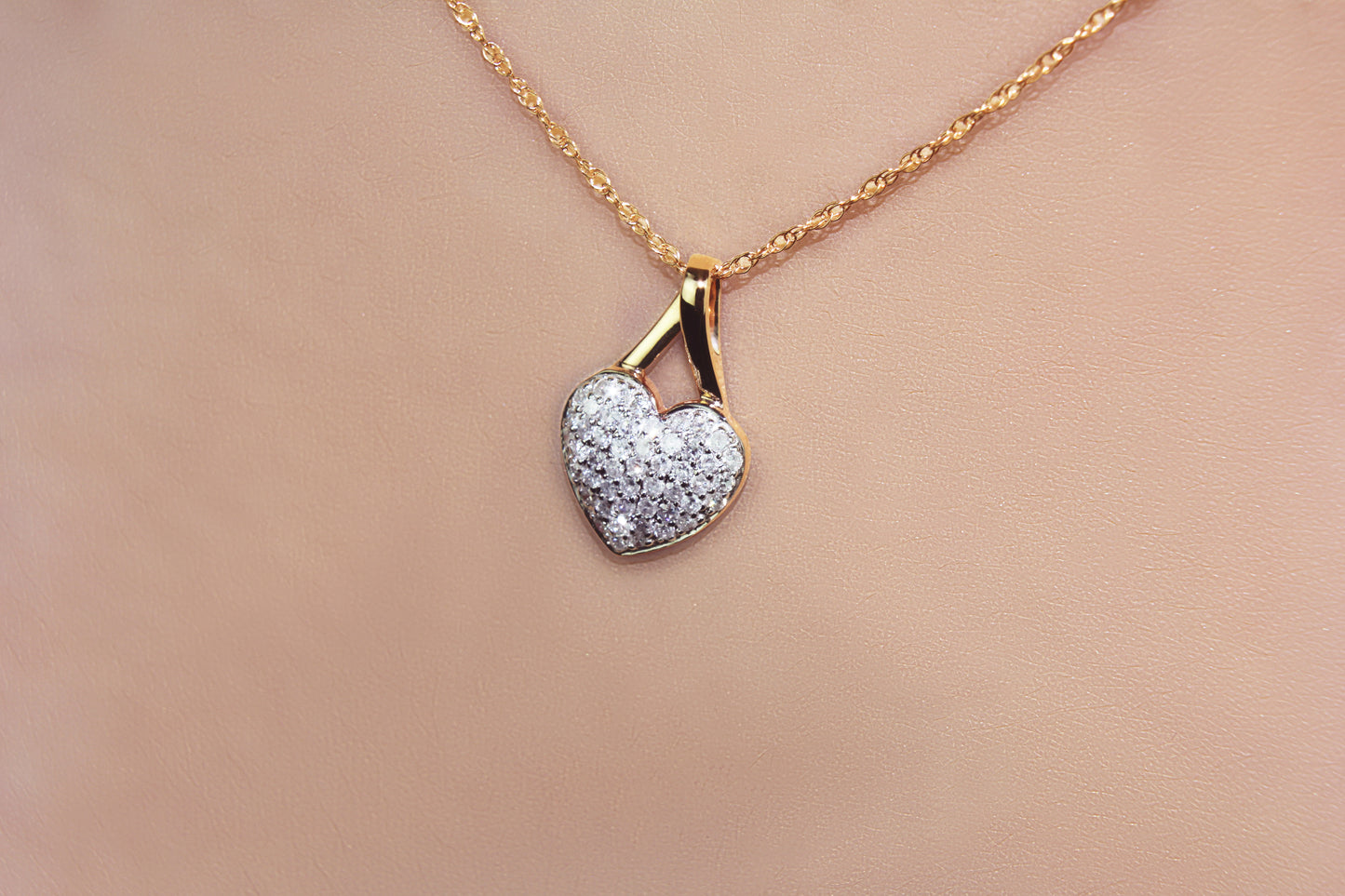 Belantina 1/5 Carat Diamond Heart Pendant Necklace for Women in 14k Gold on 18 Inch Chain (H-I, I1-I2, cttw) Spring Ring