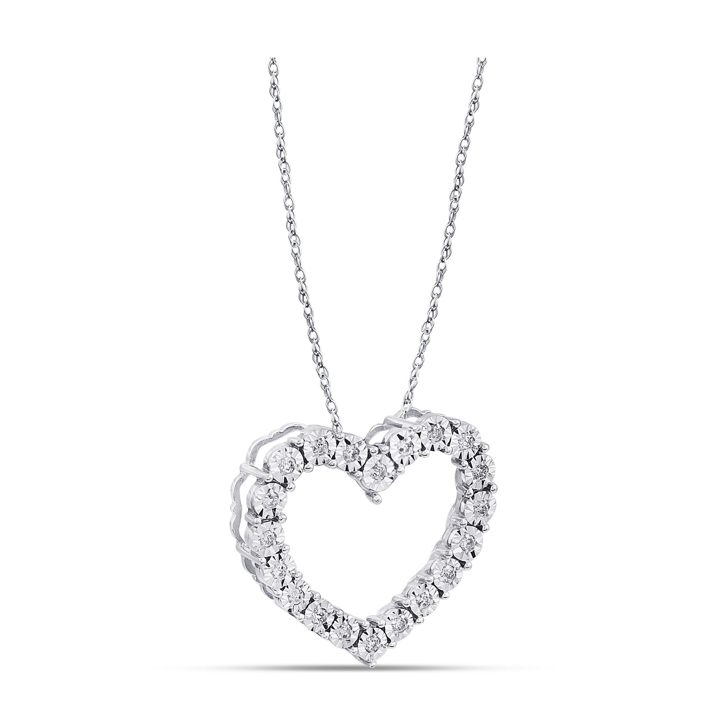 Belantina 1/10 Carat Diamond Heart Pendant Necklace for Women in 14k White and Yellow Gold on 18 Inch Chain (H-I, I1-I2, cttw) Spring Ring