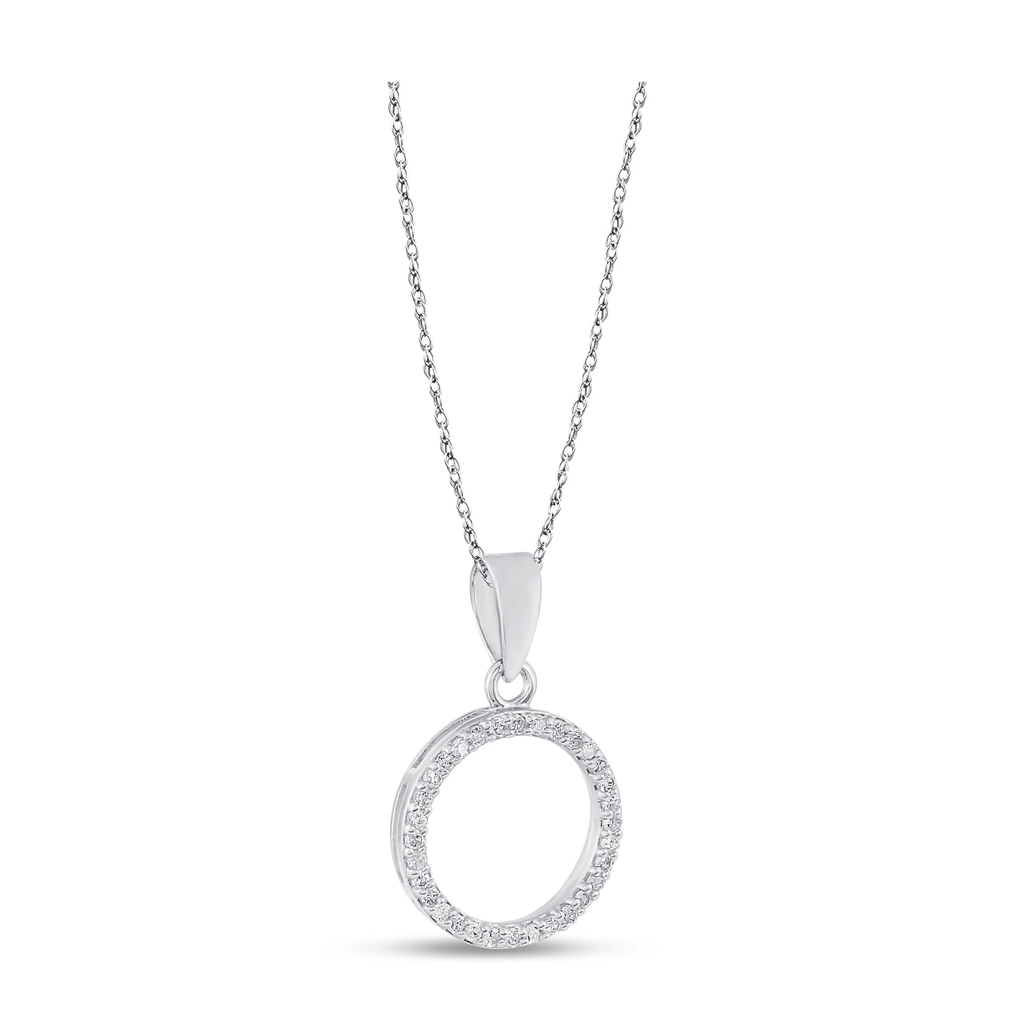 Belantina 1/10 Carat Diamond Circle Pendant Necklace for Women in 14k Gold