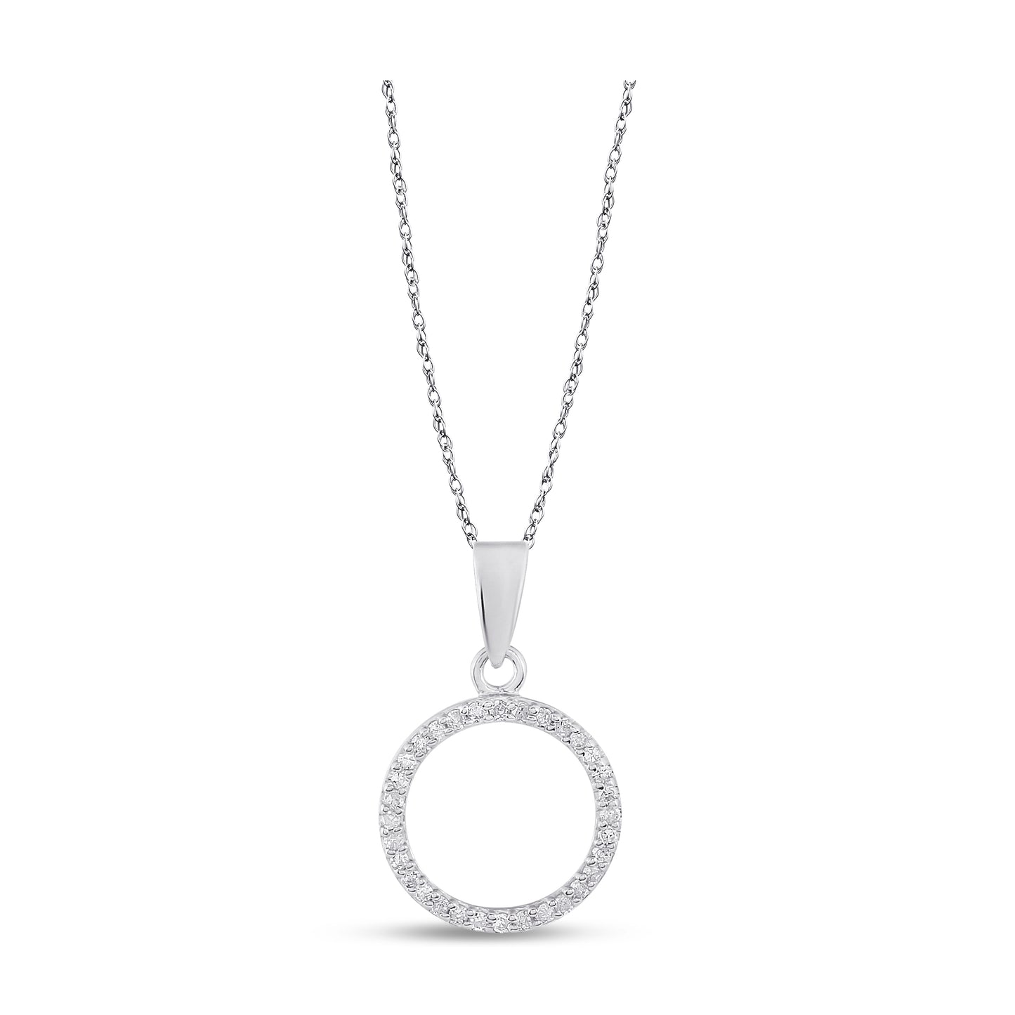 Belantina 1/10 Carat Diamond Circle Pendant Necklace for Women in 14k Gold
