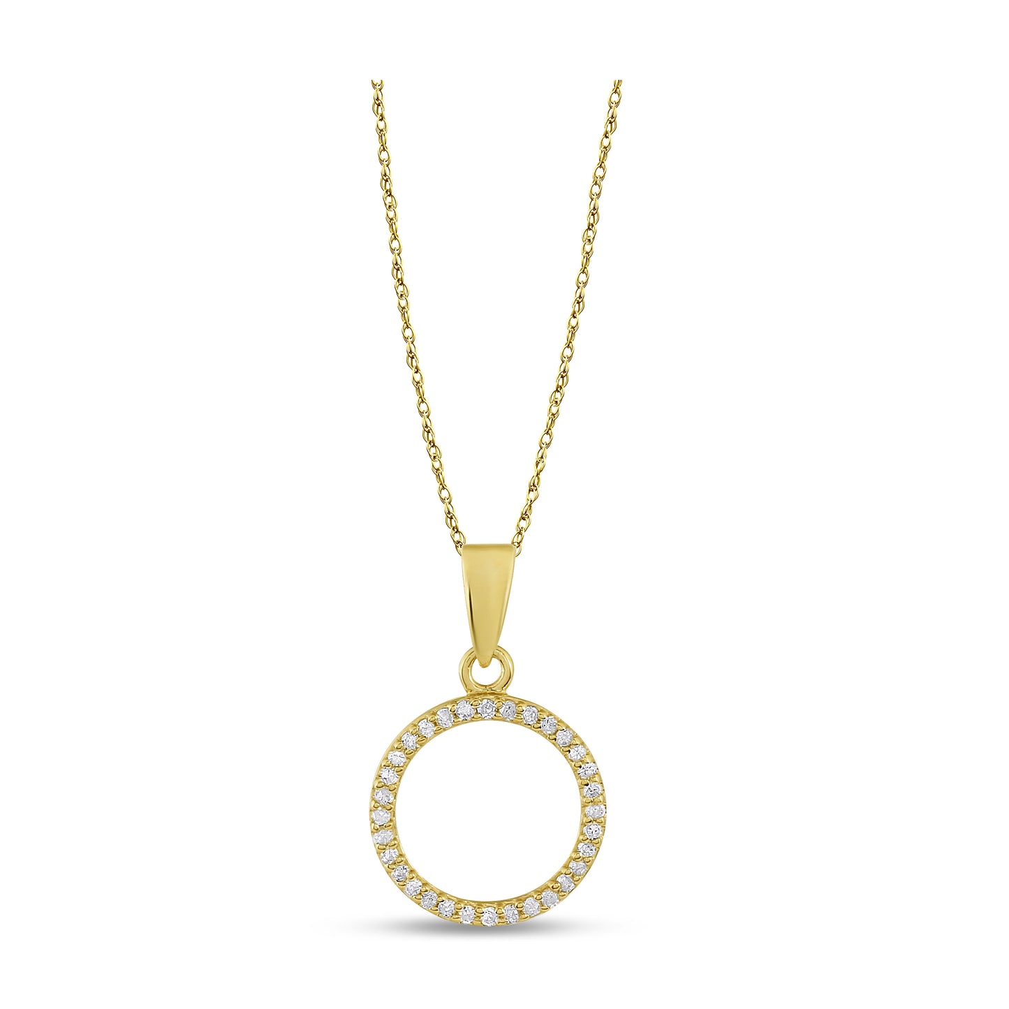 Belantina 1/10 Carat Diamond Circle Pendant Necklace for Women in 14k Gold