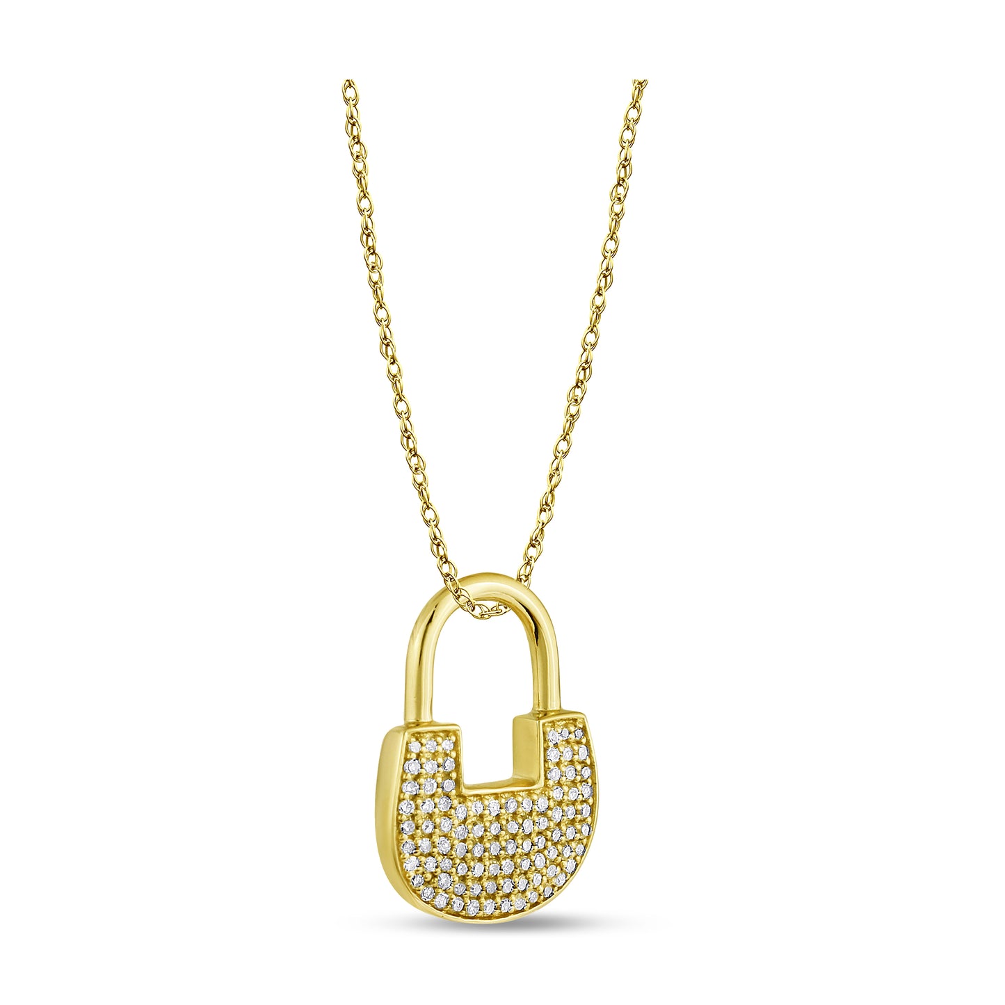 Belantina 1/5 Carat Diamond Lock Pendant Necklace for Women in 14k Gold