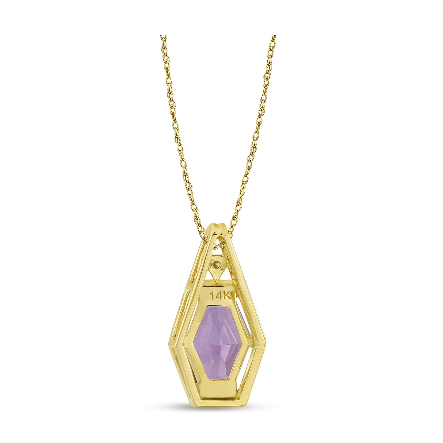Belantina 14k Gold Diamond & Amethyst Pendant On 18" 14K Gold Chain