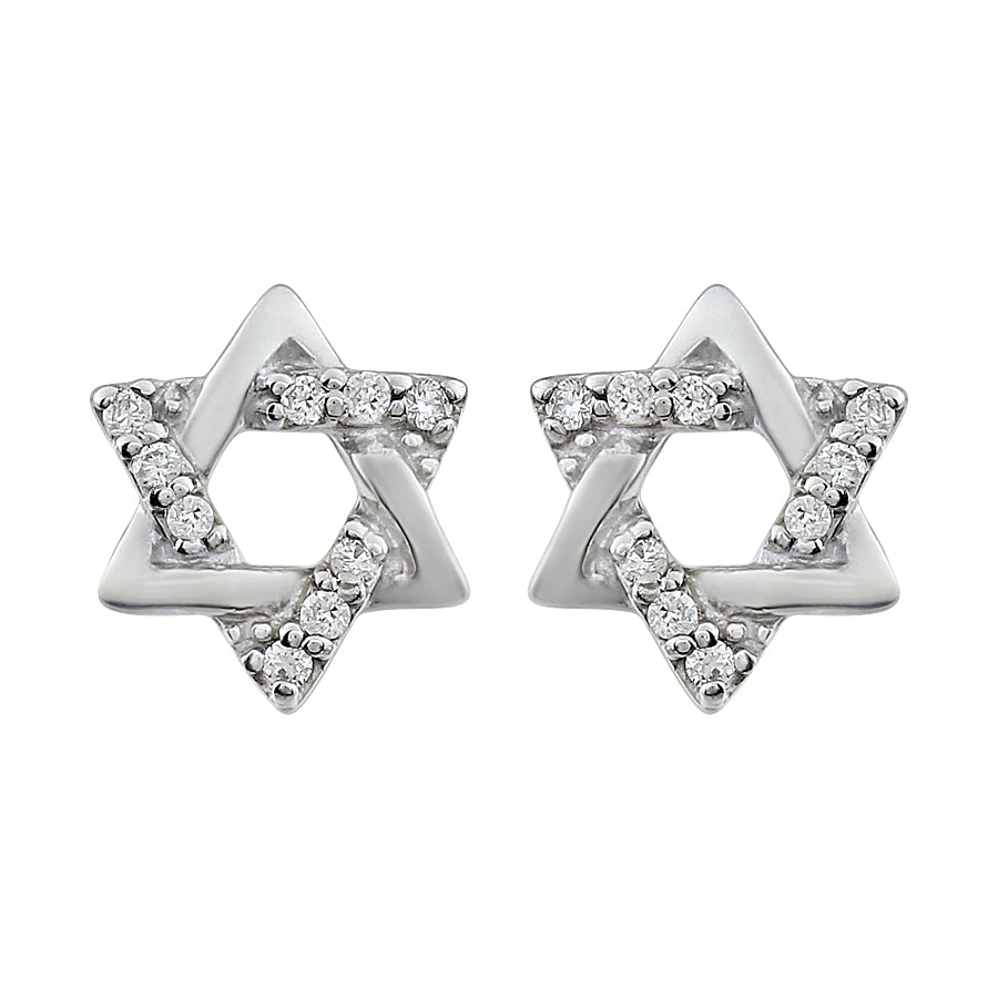 Belantina 14K Gold, Diamond Star Of David Stud Earrings for Women