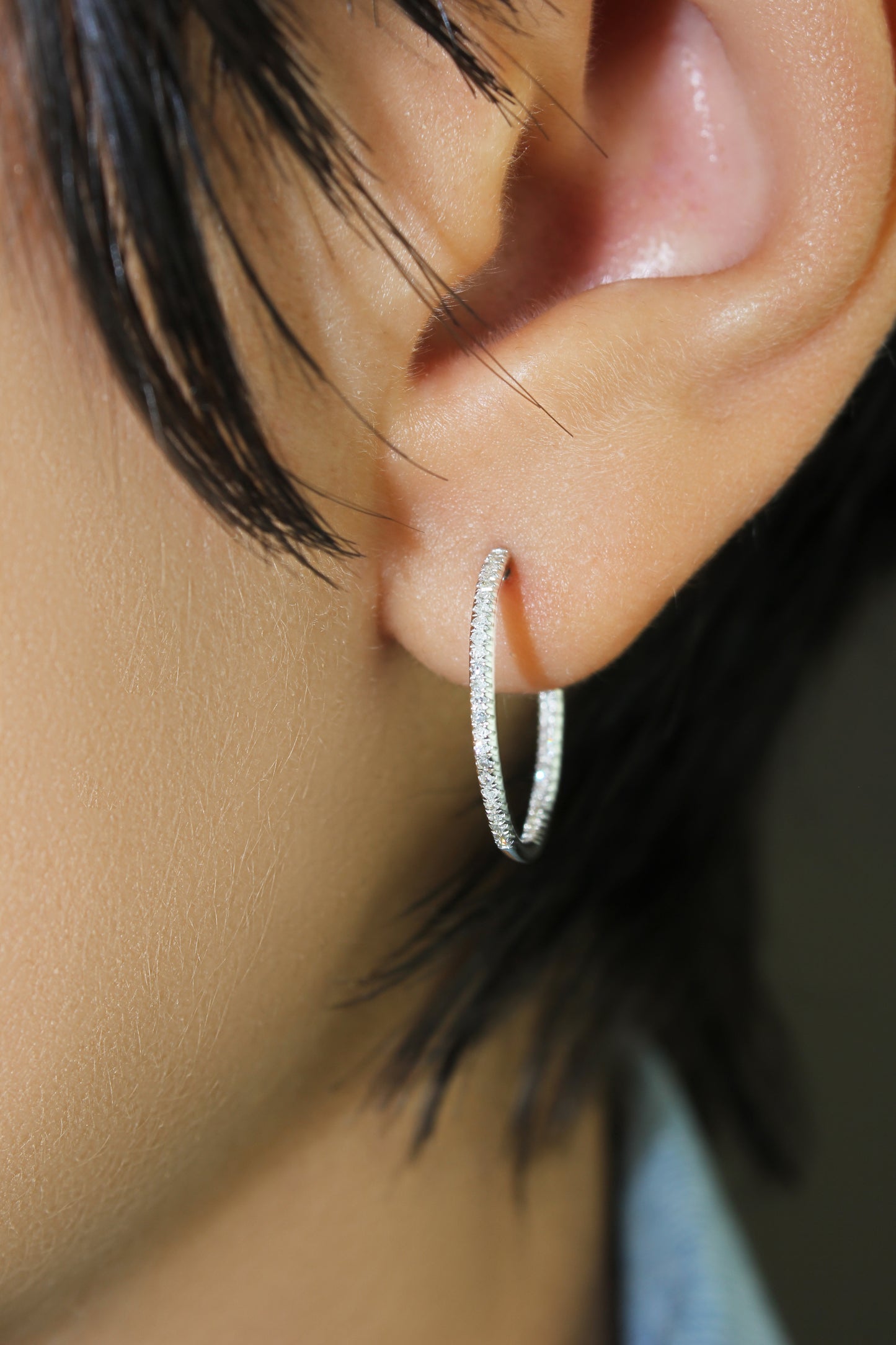 Belantina 14K Gold Natural Diamond Hoop Earrings for Women