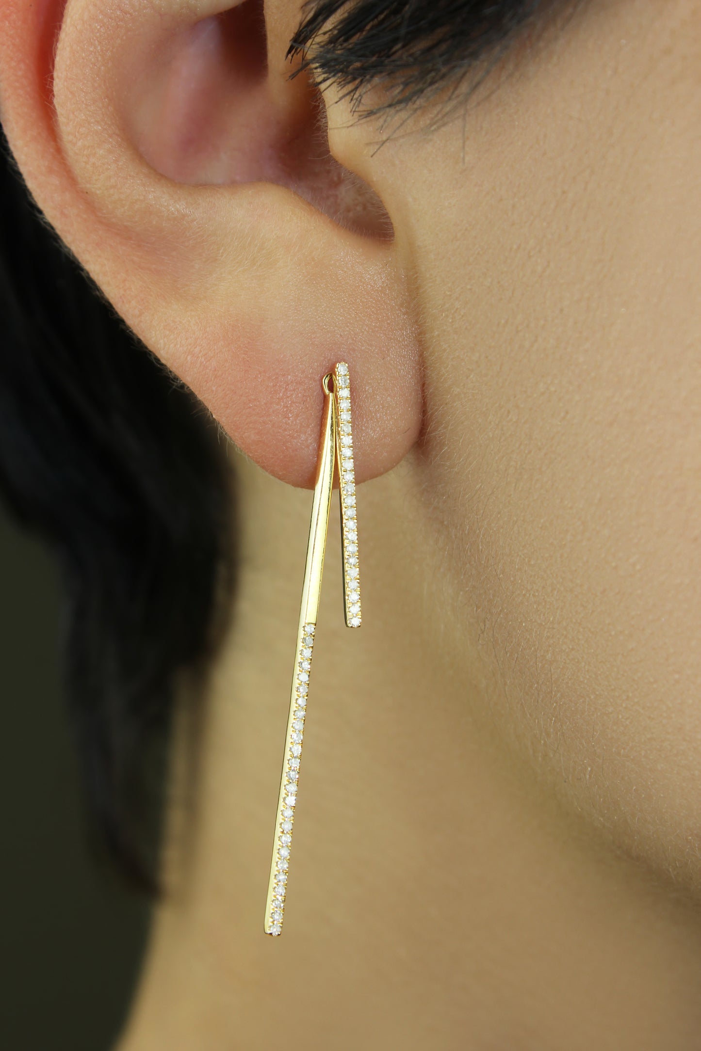 Belantina 1/4 carat Diamon Dangle Bar Earrings in 14K Gold