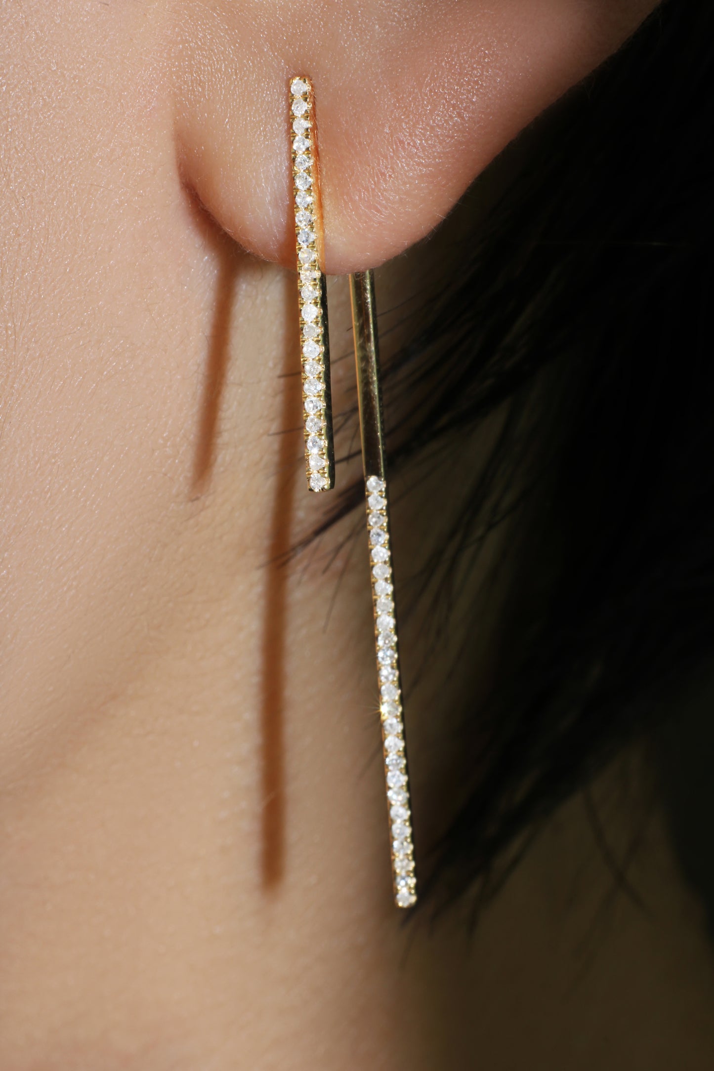 Belantina 1/4 carat Diamon Dangle Bar Earrings in 14K Gold
