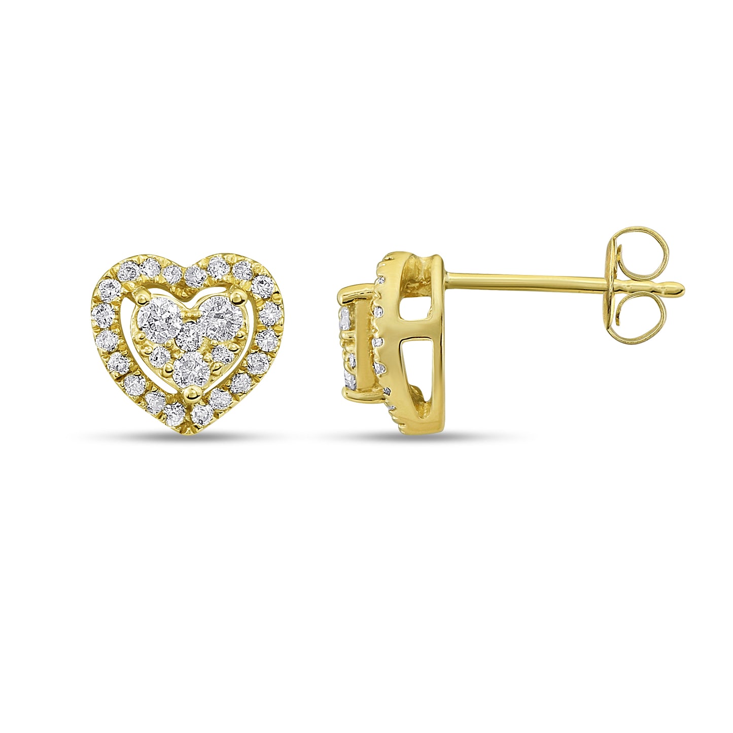 Belantina 14K Gold Natural Diamond Heart Earrings 1/2ct