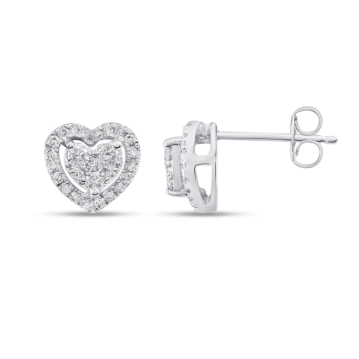 Belantina 14K Gold Natural Diamond Heart Earrings 1/2ct