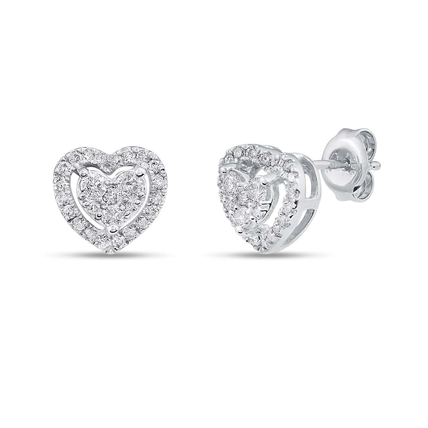 Belantina 14K Gold Natural Diamond Heart Earrings 1/2ct