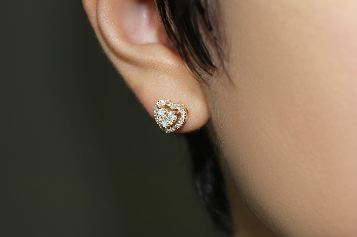 Belantina 14K Gold Natural Diamond Heart Earrings 1/2ct