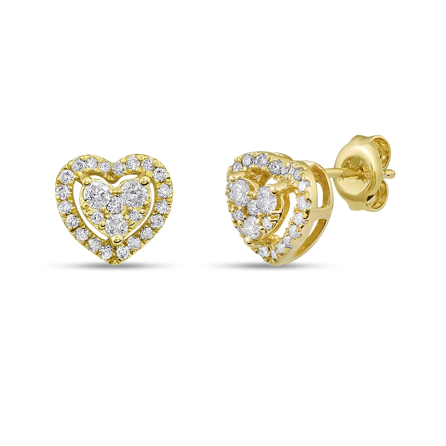 Belantina 14K Gold Natural Diamond Heart Earrings 1/2ct