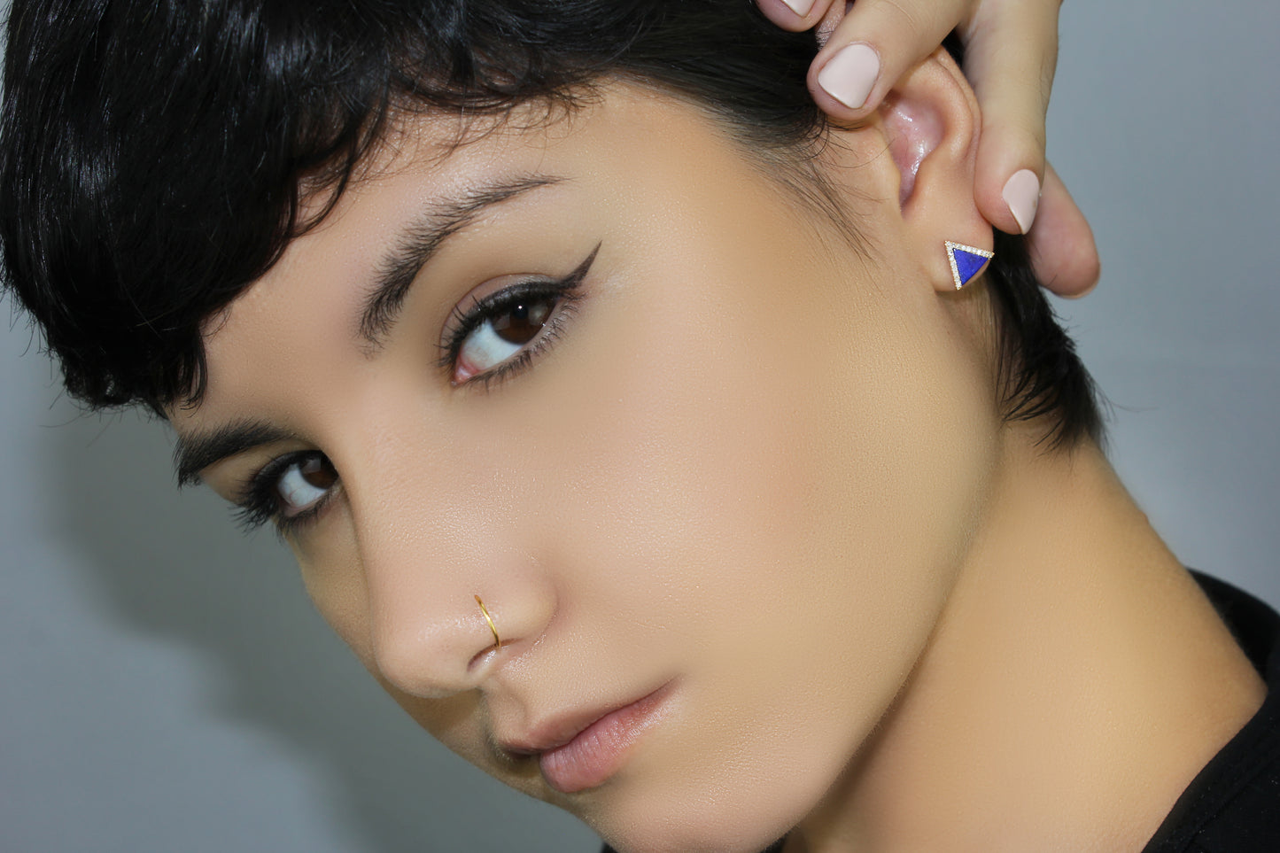 Belantina Diamond & Lapis Earrings in 14K Gold