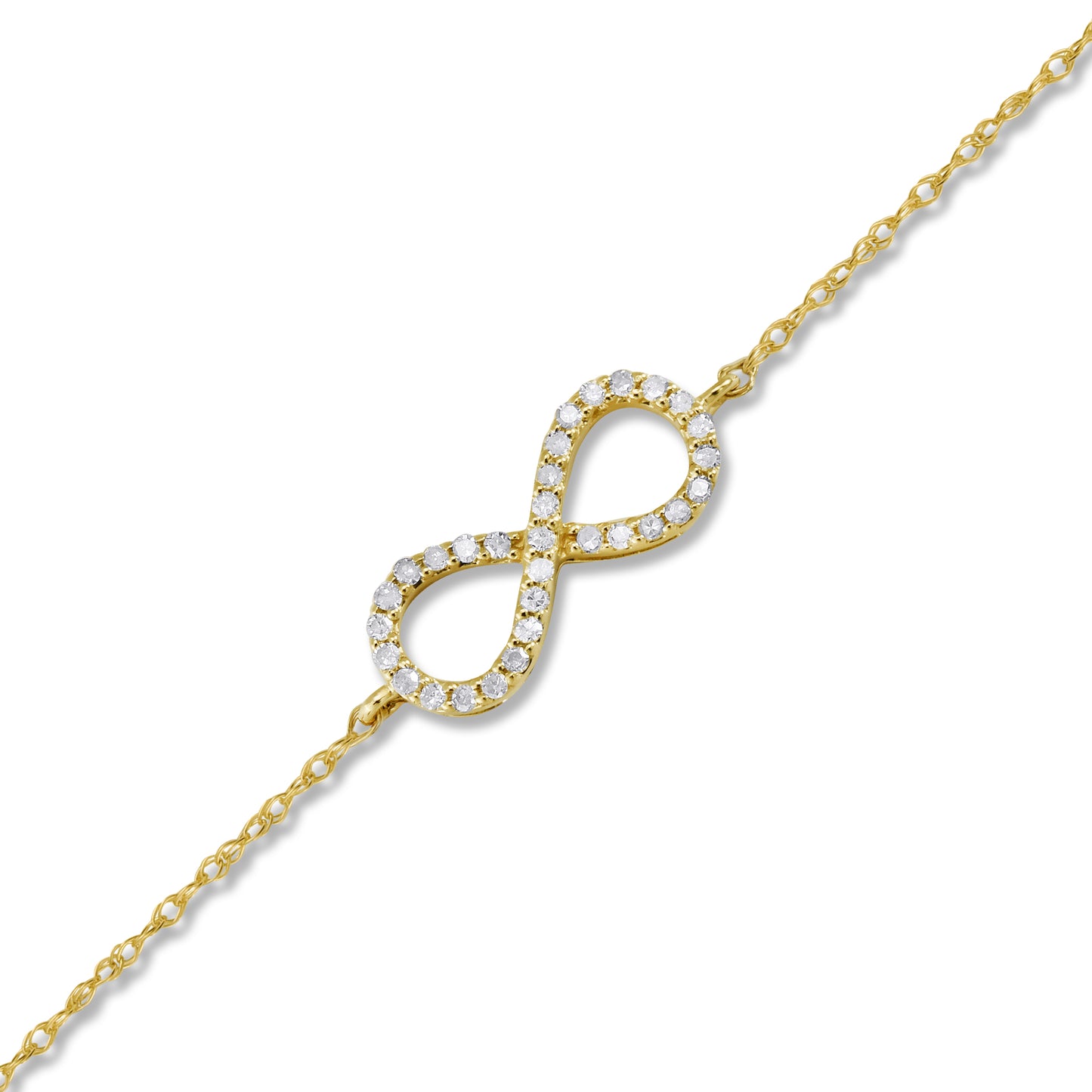 Belantina 14K Gold, Genuine Diamond Infinity Bracelet