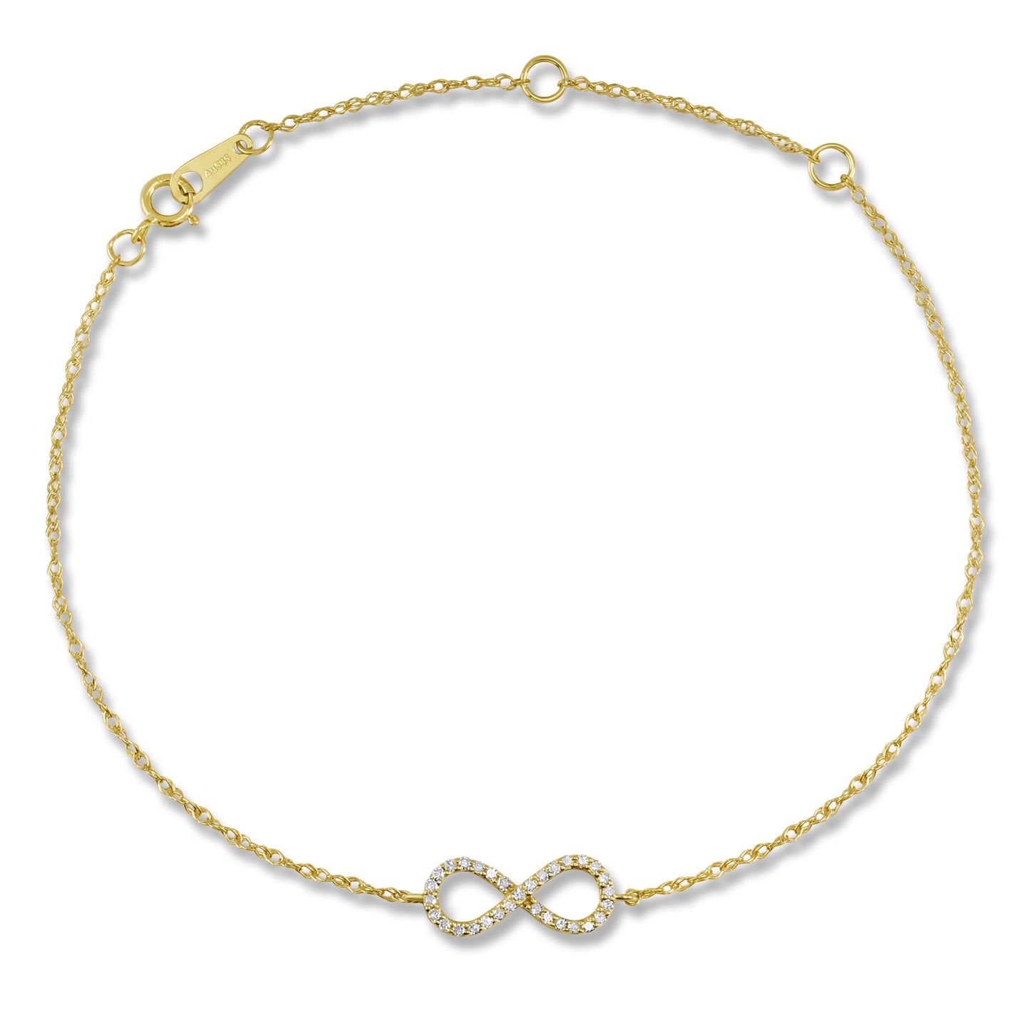 Belantina 14K Gold, Genuine Diamond Infinity Bracelet