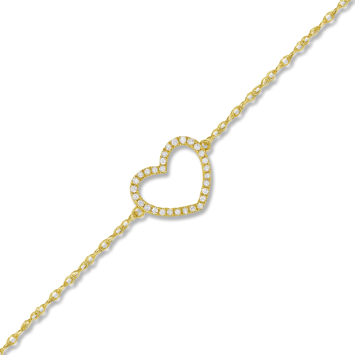 Belantina Diamond Open Heart Bracelet .08 Carats 14K Gold