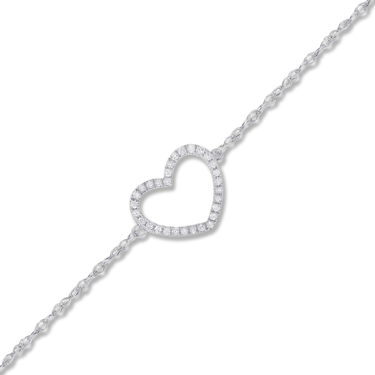 Belantina Diamond Open Heart Bracelet .08 Carats 14K Gold