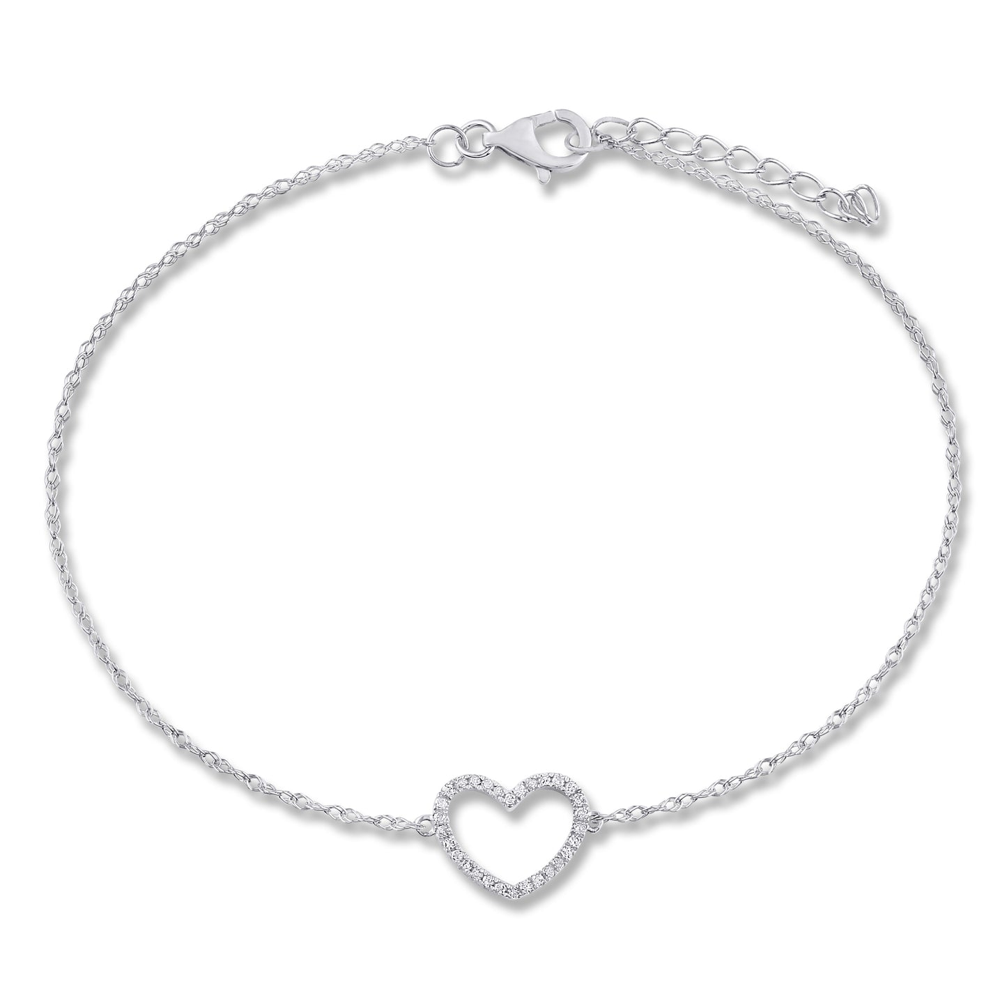 Belantina Diamond Open Heart Bracelet .08 Carats 14K Gold