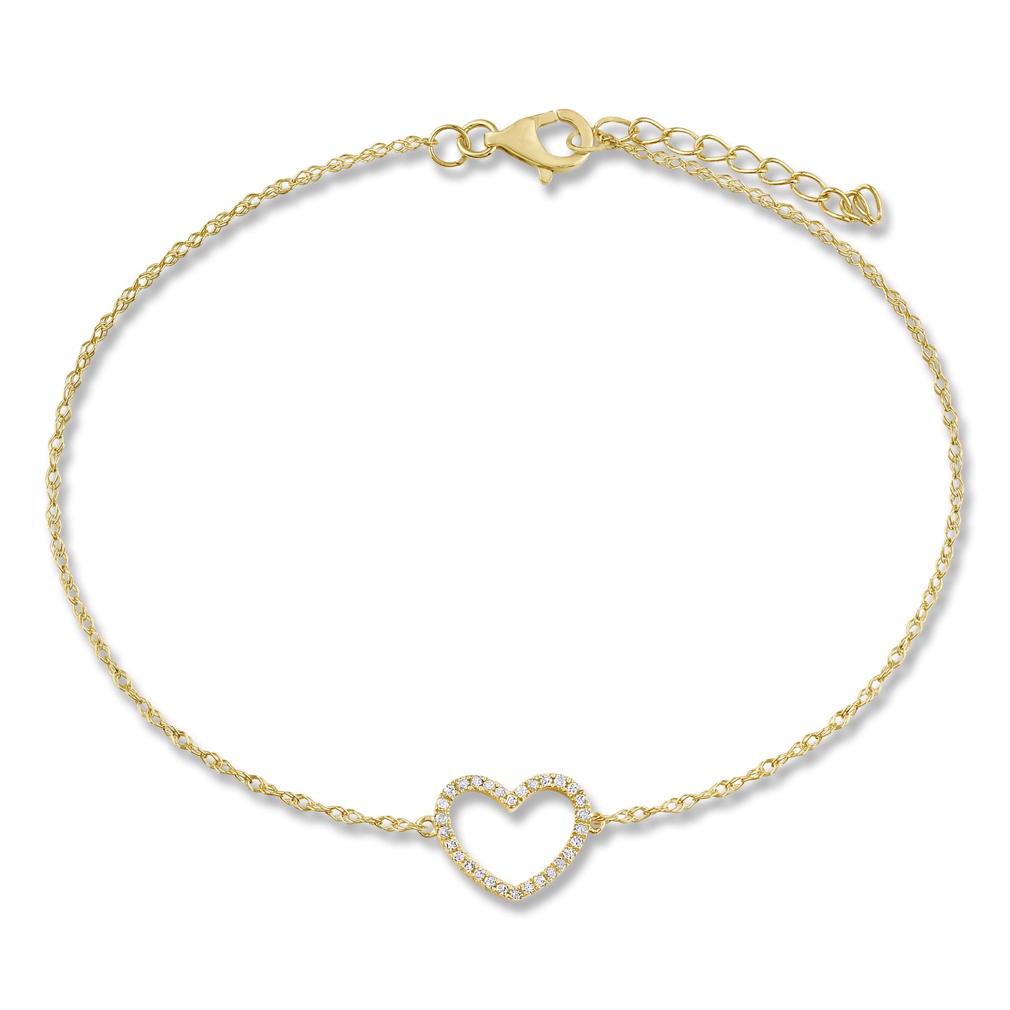 Belantina Diamond Open Heart Bracelet .08 Carats 14K Gold
