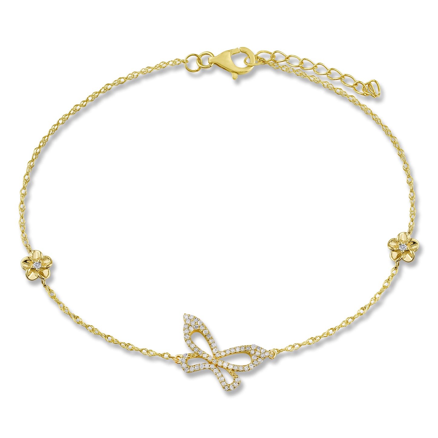 Belantina 14K Gold Diamond Butterfly Bracelet