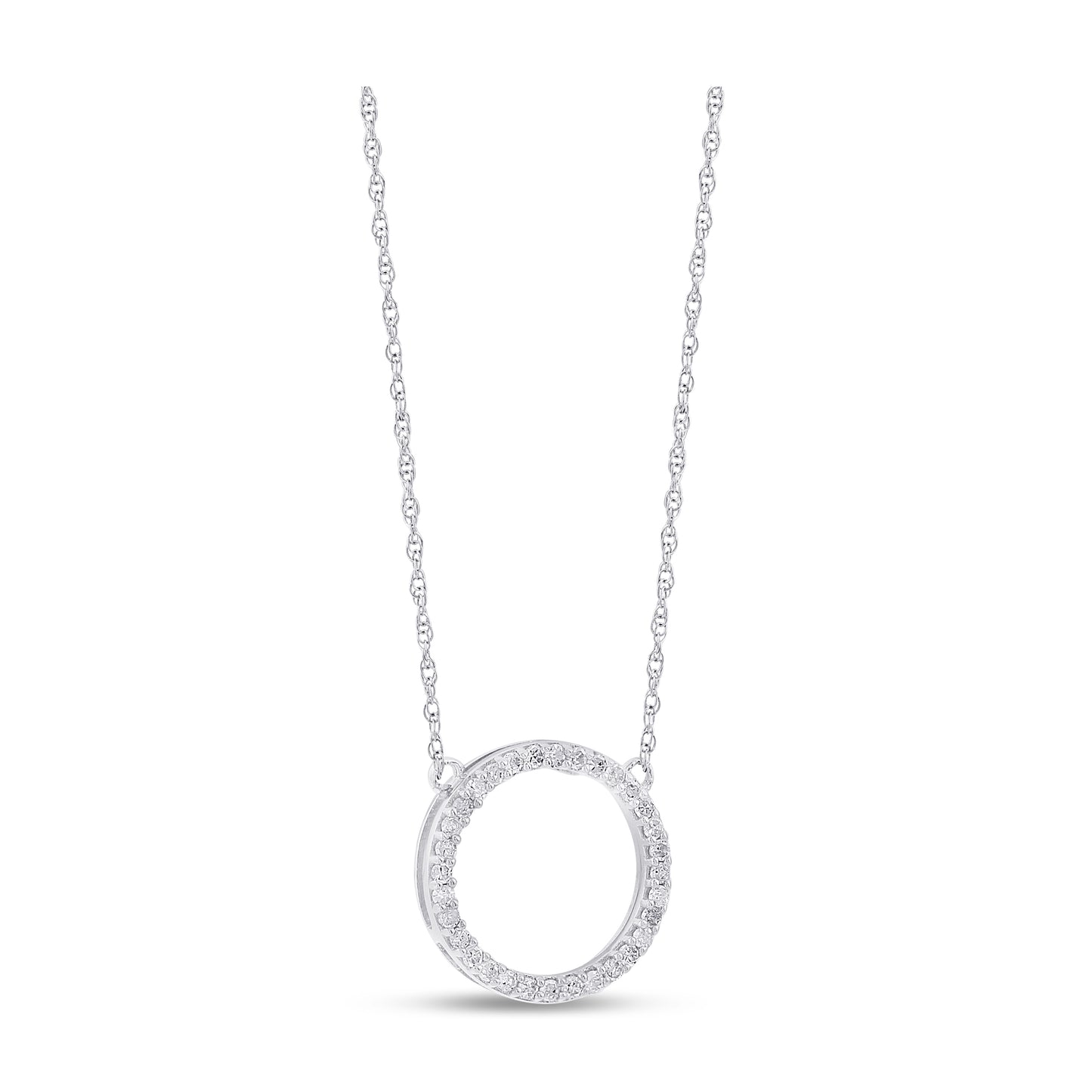 Belantina 1/10 Carat Diamond Open Eternity Circle Pendant Necklace In 14K Gold