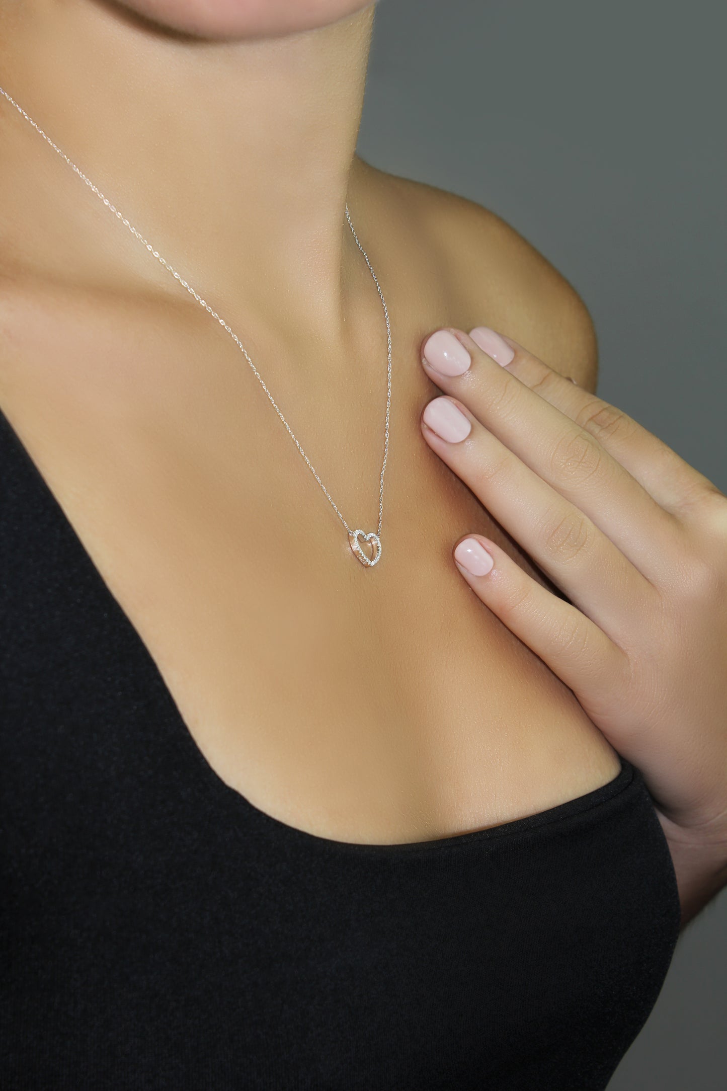 Belantina 1/12 Carat Diamond Heart Pendant Necklace for Women in 14k White and Yellow Gold on 16 to 18 Inch Adjustable Chain (H-I, I1-I2, cttw) Spring Ring