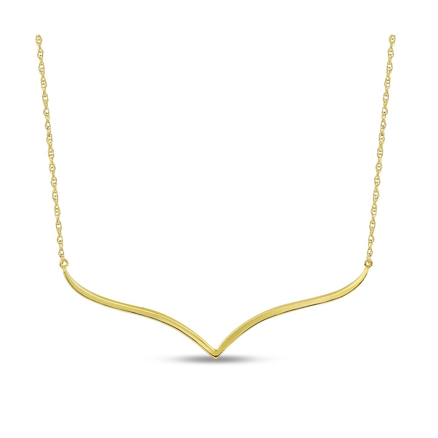 Belantina 1/6 Carat Diamond V Curved Chevron Pendant Necklace for Women in 14k Gold