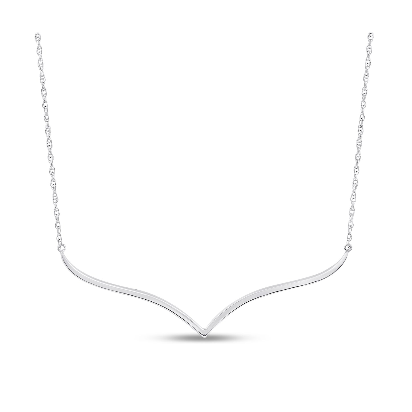 Belantina 1/6 Carat Diamond V Curved Chevron Pendant Necklace for Women in 14k Gold