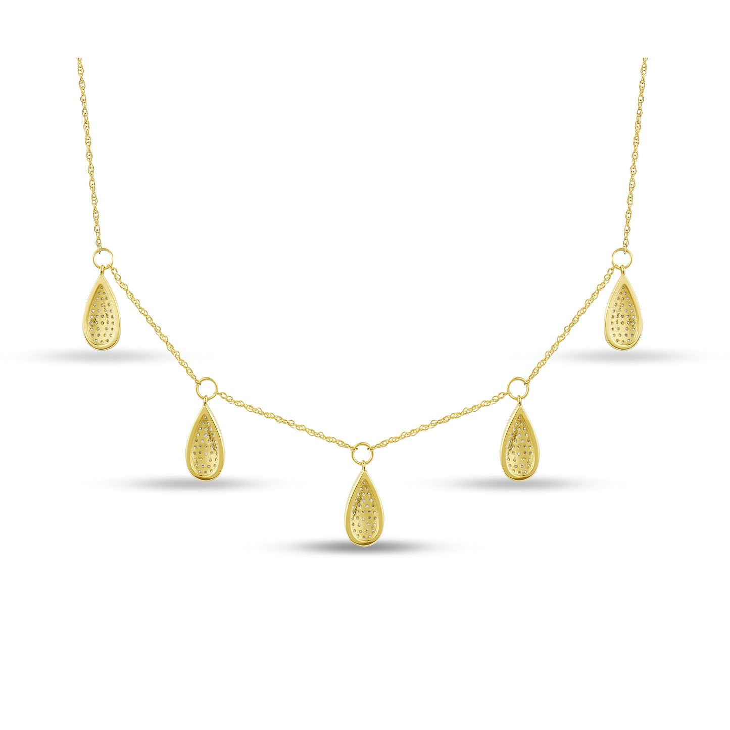 Belantina 14K Gold With 3/8 ct Diamond 5 Tear Drop Necklace